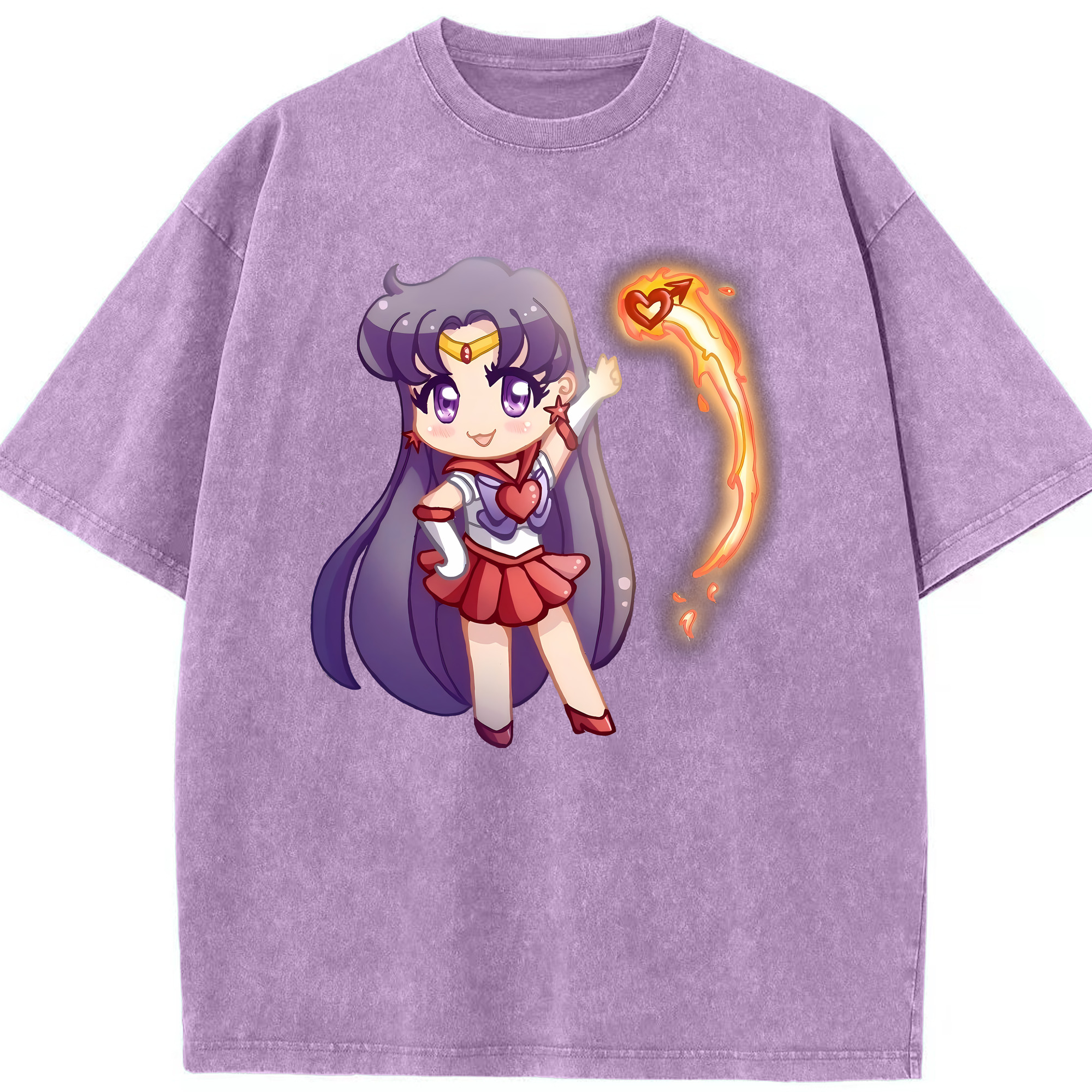 （画像用） 美少女戦士セーラームーン 火野レイ ひの レイ Sailor Moon Hino Rei （セーラーマーズ,Sailor Mars） 綿100% ヴィンテージ風 半袖Tシャツ（フロントプリント）