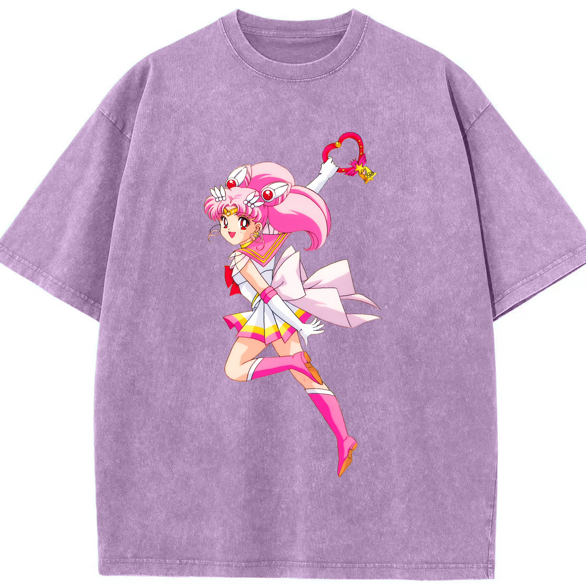 （画像用） 美少女戦士セーラームーン ちびうさ Sailor Moon Chibiusa Tsukino Usagi Small Lady Serenity 綿100% ヴィンテージ風 半袖Tシャツ（フロントプリント）