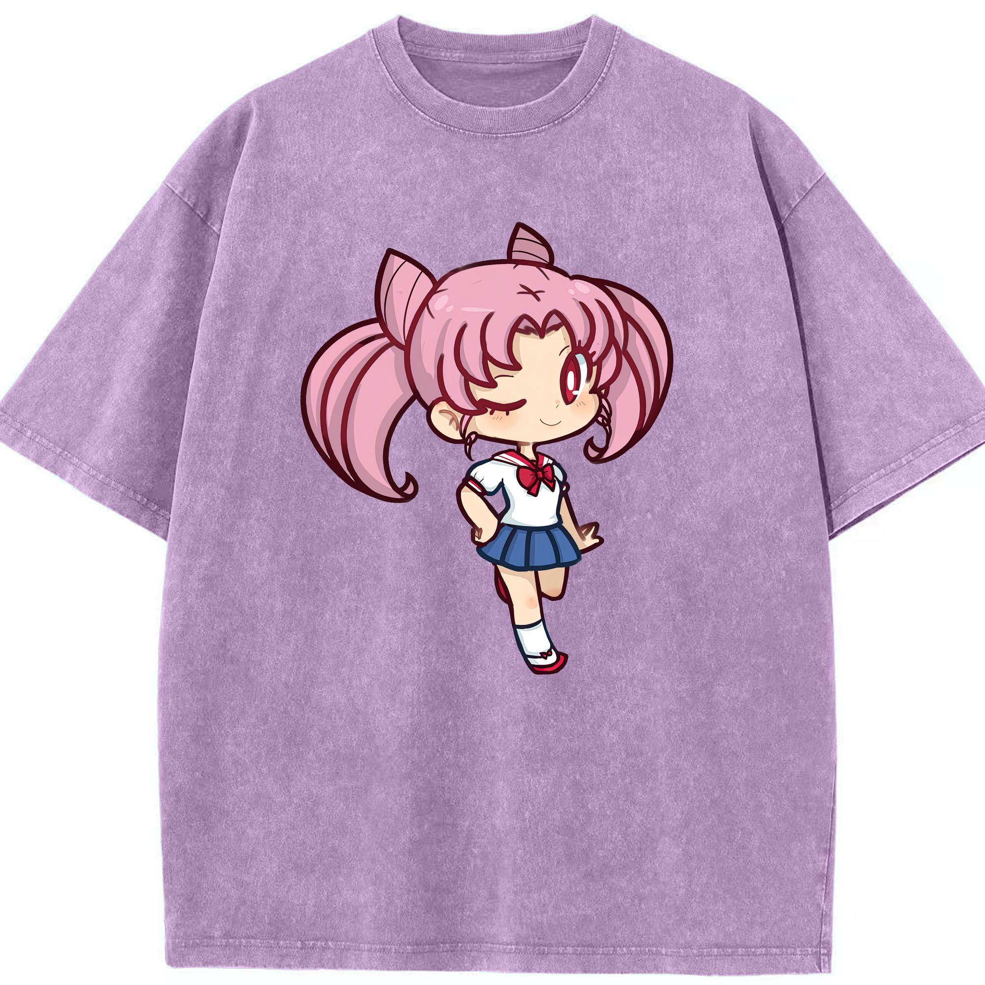 （画像用） 美少女戦士セーラームーン ちびうさ Sailor Moon Chibiusa Tsukino Usagi Small Lady Serenity 綿100% ヴィンテージ風 半袖Tシャツ（フロントプリント）