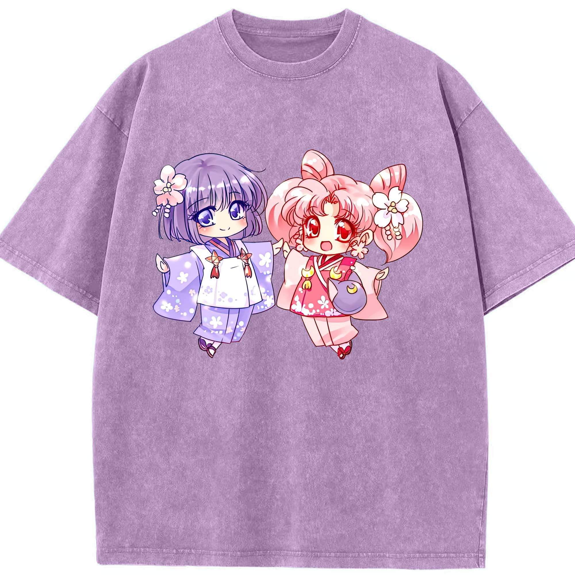 （画像用） 美少女戦士セーラームーン ちびうさ Sailor Moon Chibiusa Tsukino Usagi Small Lady Serenity 綿100% ヴィンテージ風 半袖Tシャツ（フロントプリント）