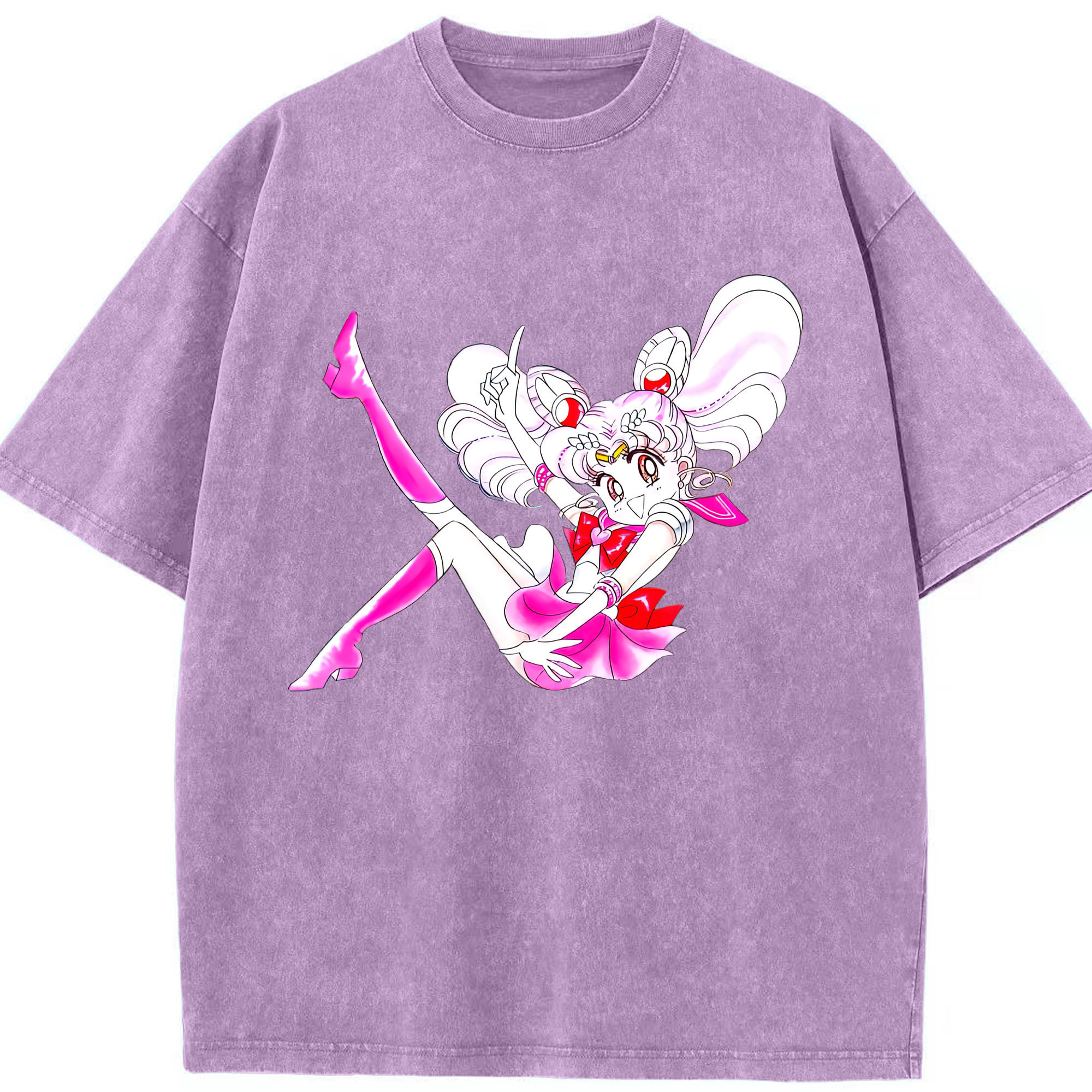 （画像用） 美少女戦士セーラームーン ちびうさ Sailor Moon Chibiusa Tsukino Usagi Small Lady Serenity 綿100% ヴィンテージ風 半袖Tシャツ（フロントプリント）