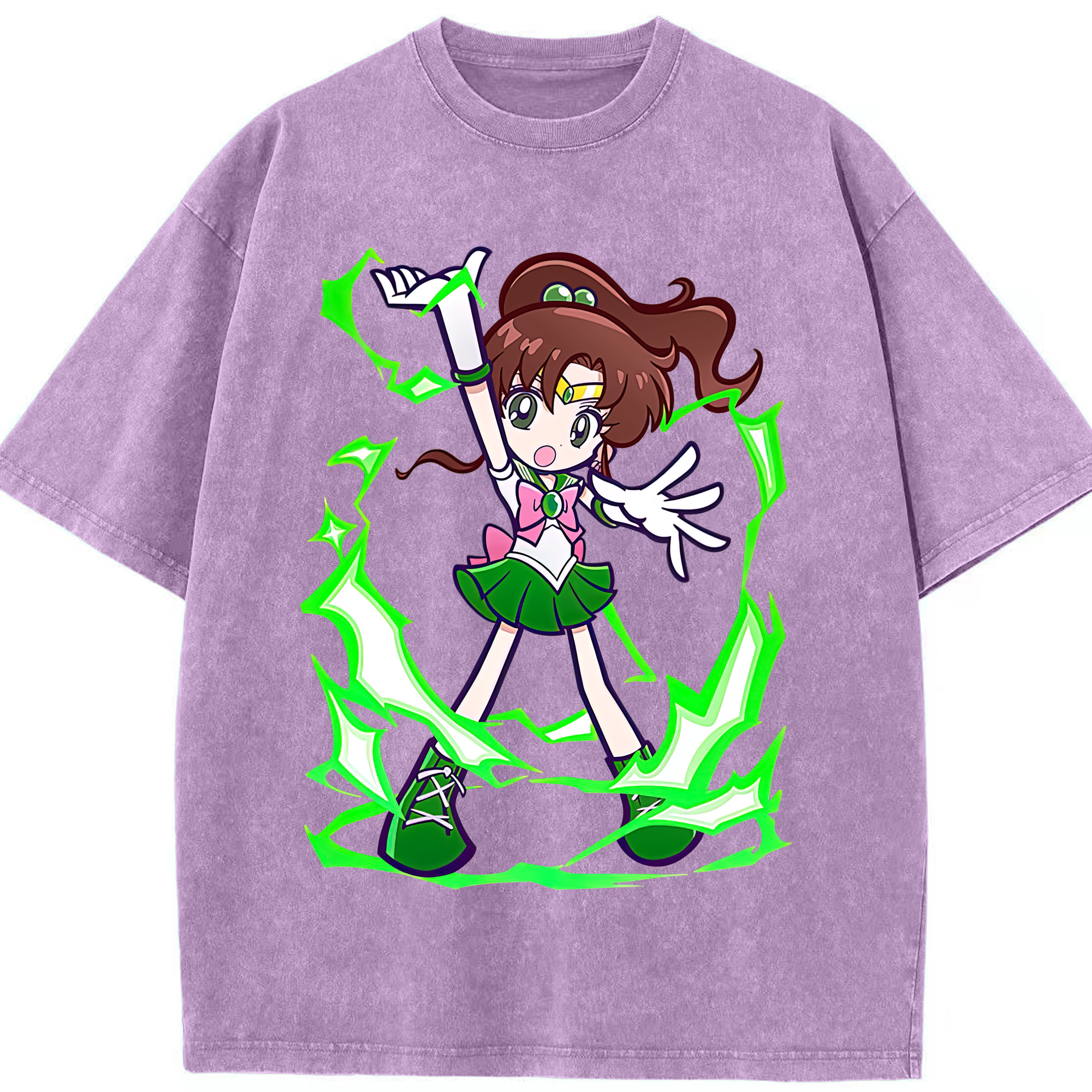 （画像用） 美少女戦士セーラームーン 木野 まこと きの まこと Sailor Moon Kino Makoto （セーラージュピター；Sailor Jupiter） 綿100% ヴィンテージ風 半袖Tシャツ（フロントプリント）