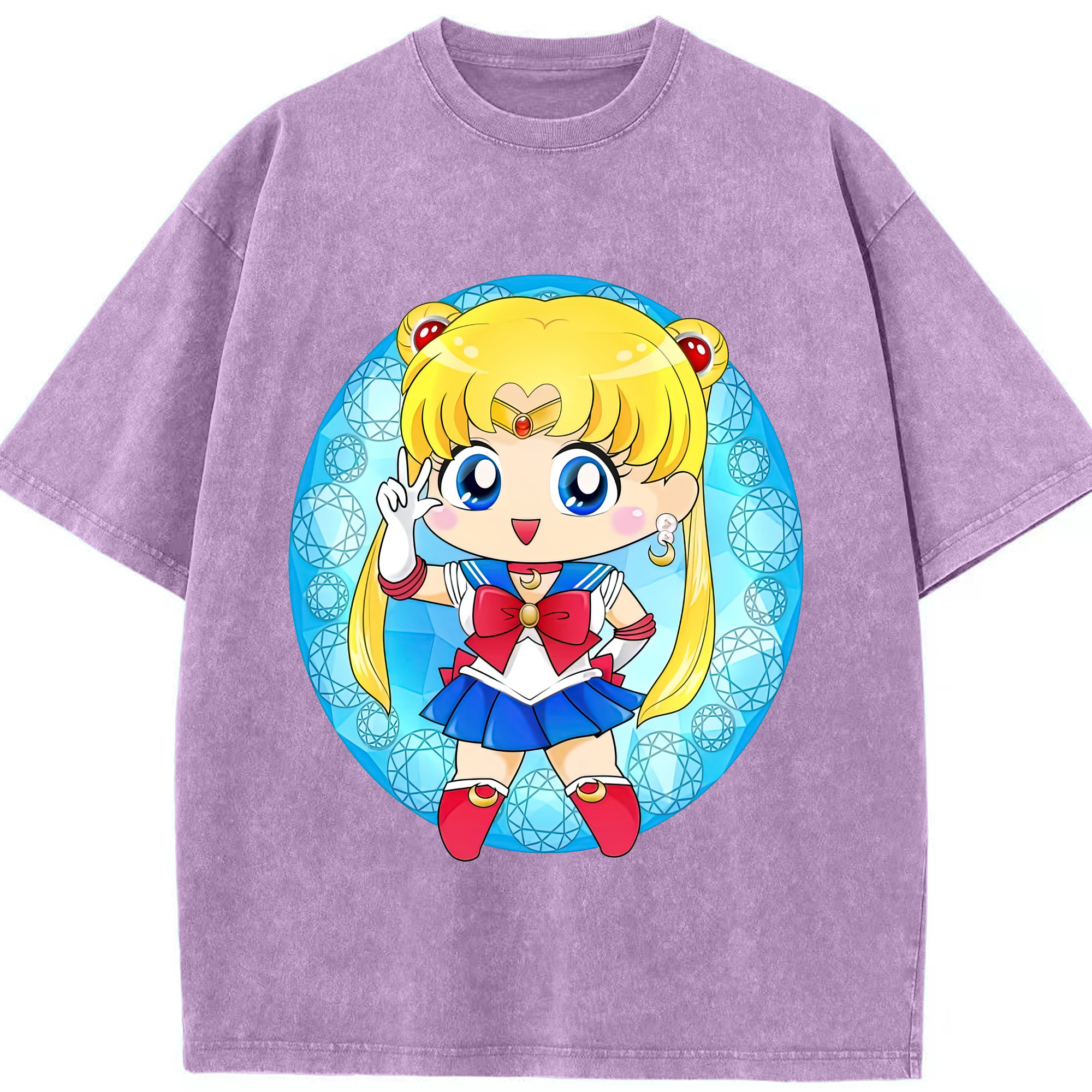 （画像用） 美少女戦士セーラームーン 月野 うさぎ つきの うさぎ Sailor Moon Tsukino Usagi 綿100% ヴィンテージ風 半袖Tシャツ（フロントプリント）