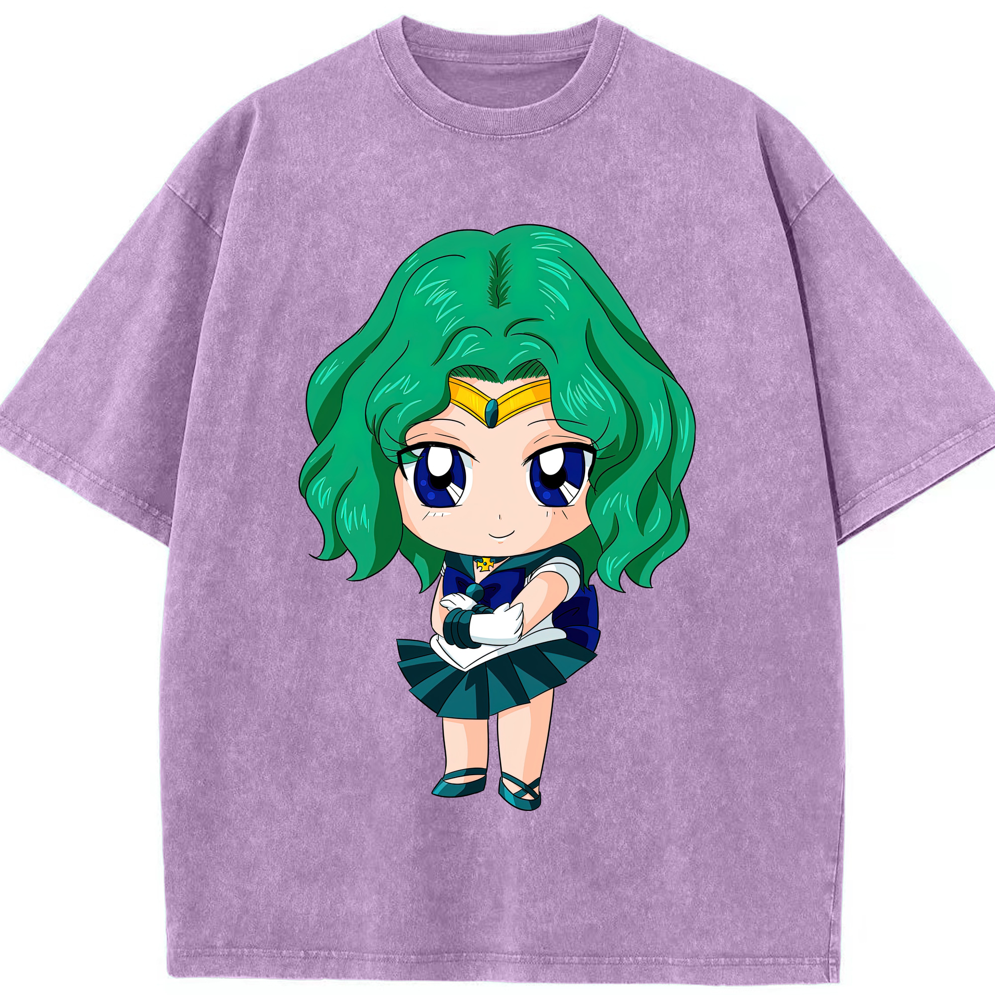 （画像用） 美少女戦士セーラームーン 海王 みちる（かいおう みちる） Sailor Moon Kaiou Michiru 綿100% ヴィンテージ風 半袖Tシャツ（フロントプリント）
