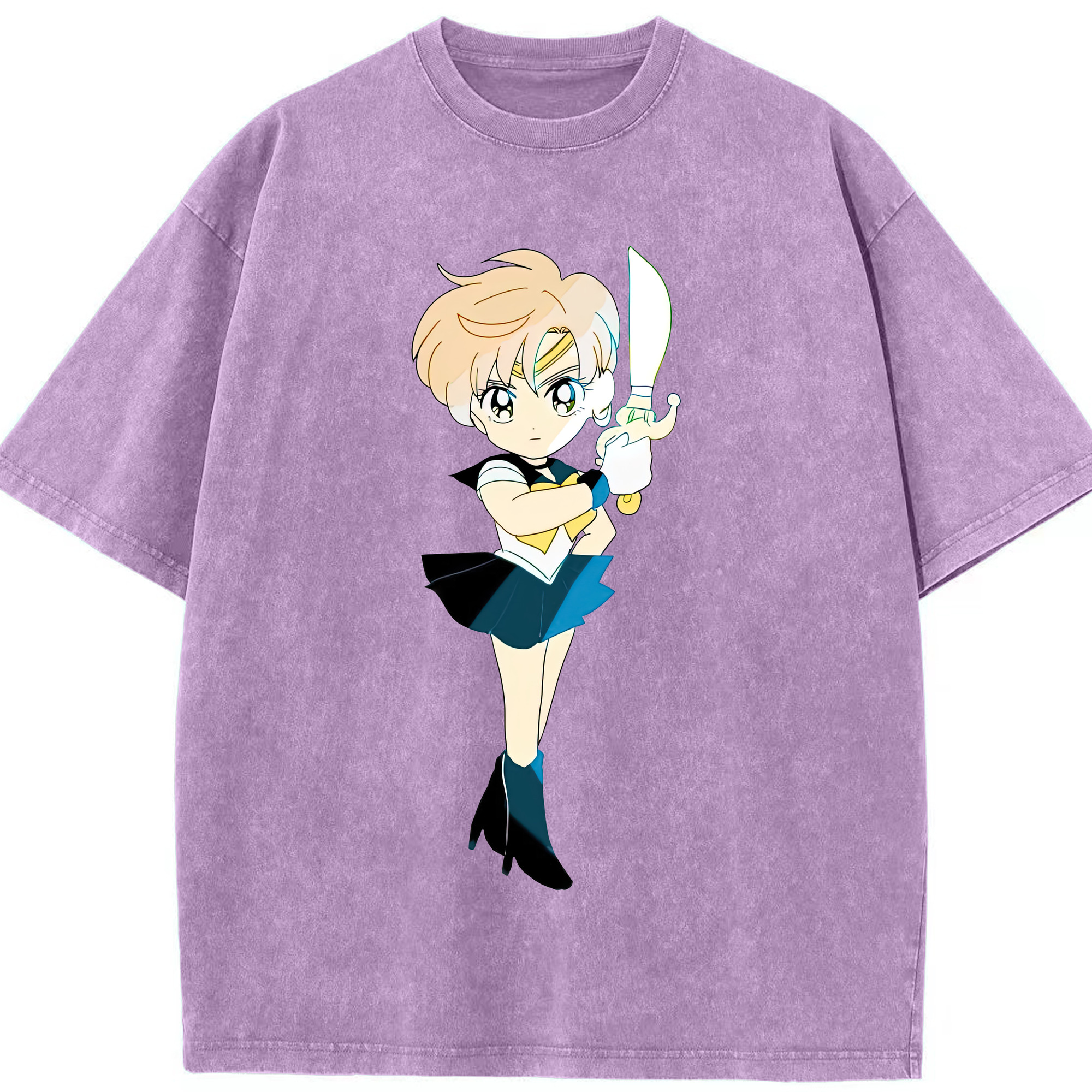 （画像用） 美少女戦士セーラームーン 天王はるか Sailor Moon Tenoh Haruka 綿100% ヴィンテージ風 半袖Tシャツ（フロントプリント）