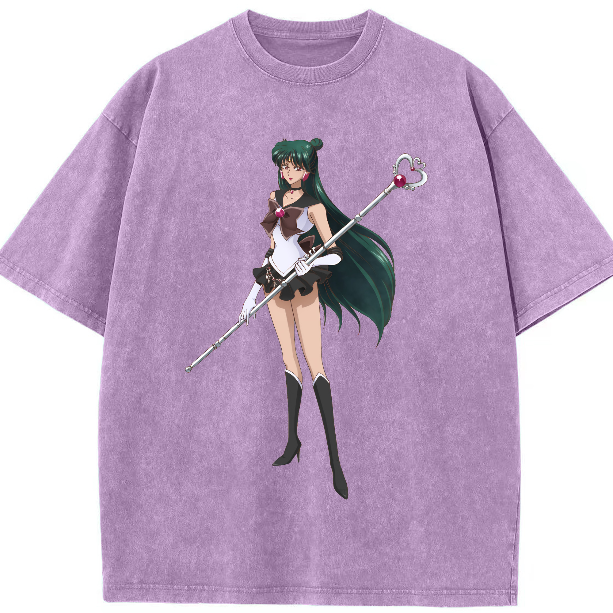 （画像用） 美少女戦士セーラームーン 冥王せつな Sailor Moon Meiou Setsuna 綿100% ヴィンテージ風 半袖Tシャツ（フロントプリント）