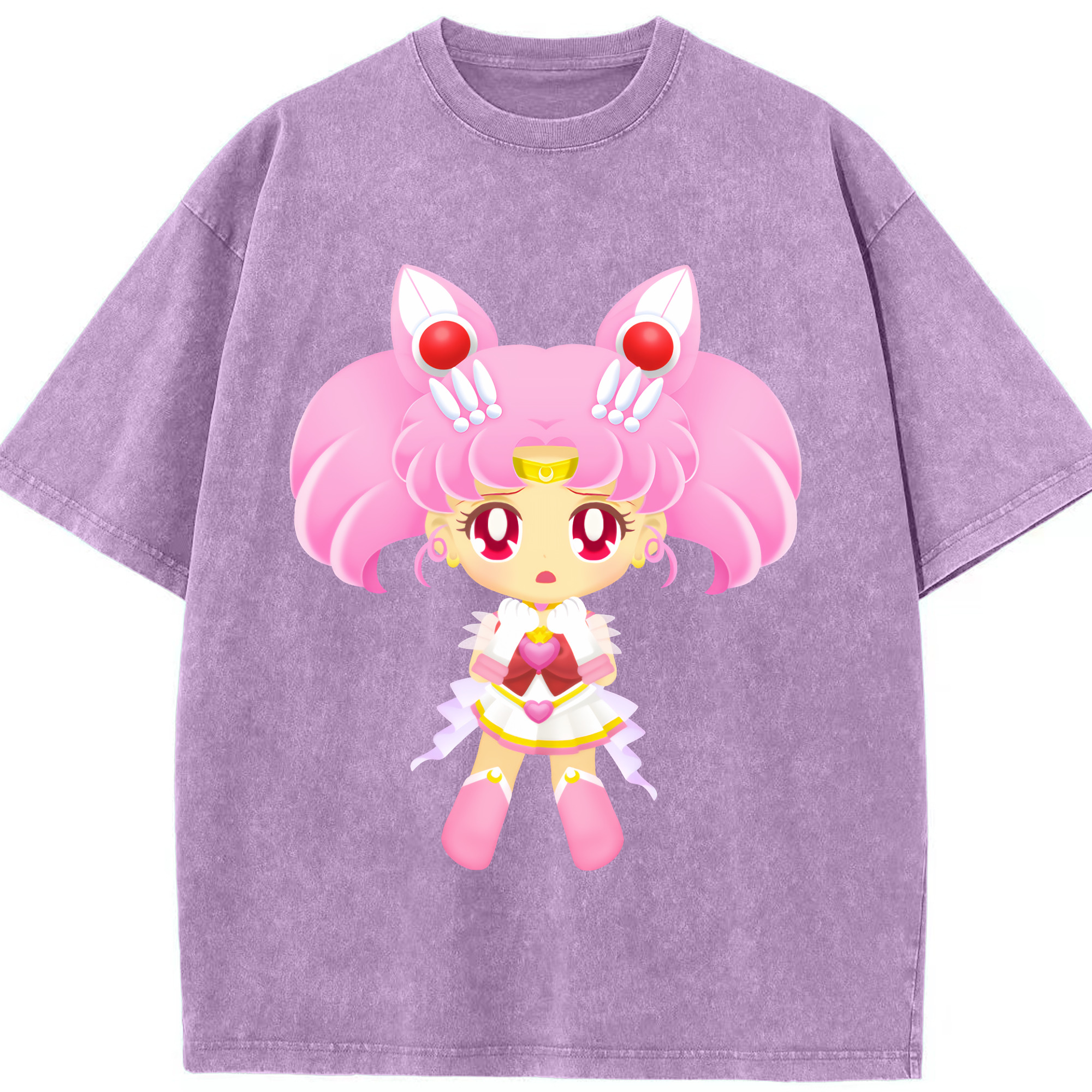 （画像用） 美少女戦士セーラームーン ちびうさ Sailor Moon Chibiusa Tsukino Usagi Small Lady Serenity 綿100% ヴィンテージ風 半袖Tシャツ（フロントプリント）
