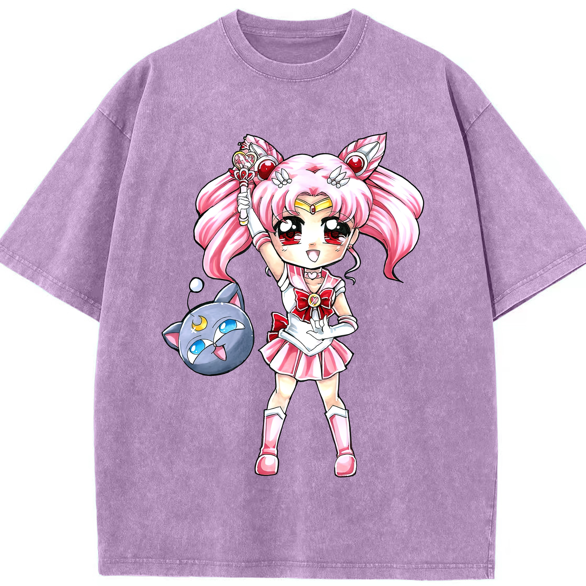（画像用） 美少女戦士セーラームーン ちびうさ Sailor Moon Chibiusa Tsukino Usagi Small Lady Serenity 綿100% ヴィンテージ風 半袖Tシャツ（フロントプリント）