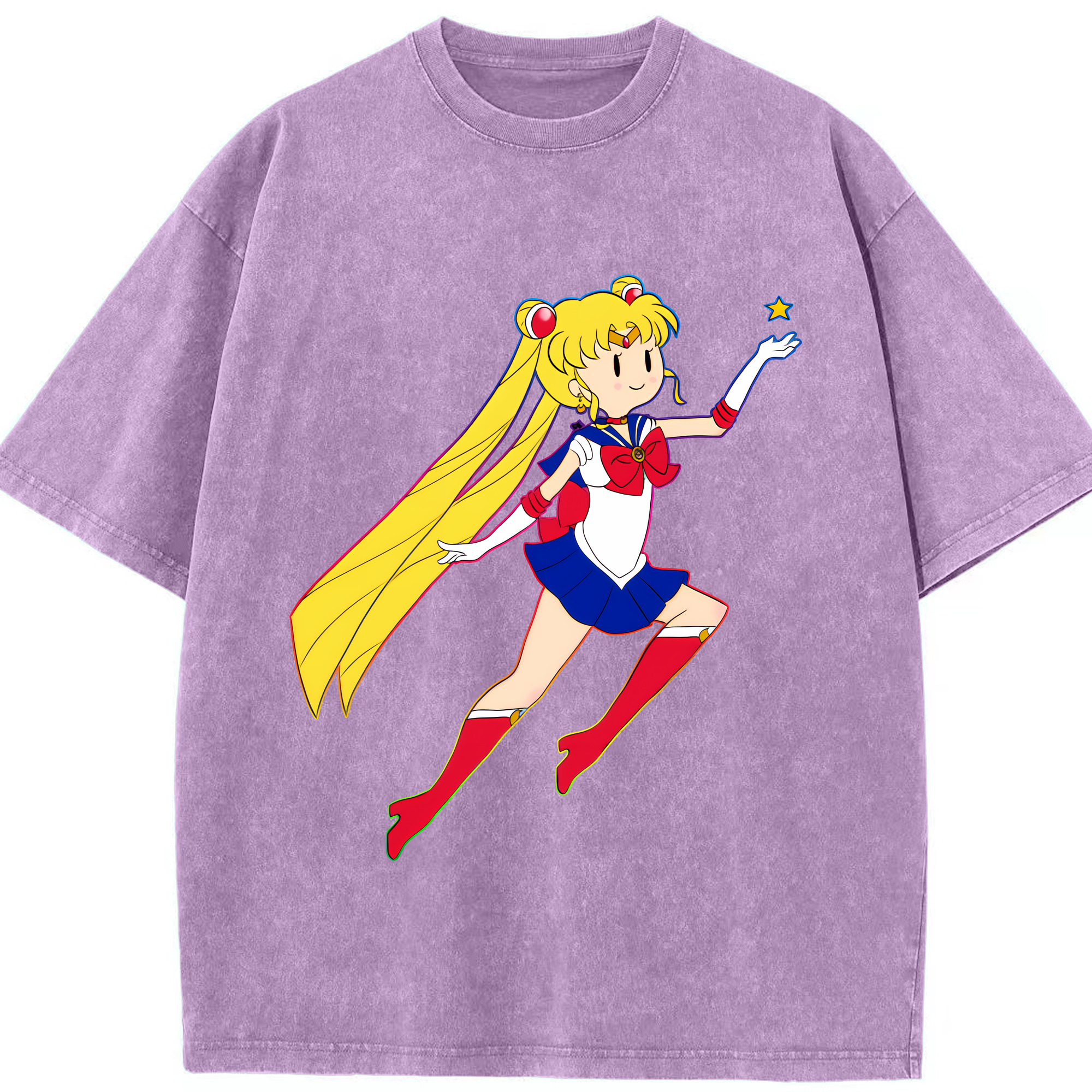 （画像用） 美少女戦士セーラームーン 月野 うさぎ つきの うさぎ Sailor Moon Tsukino Usagi 綿100% ヴィンテージ風 半袖Tシャツ（フロントプリント）