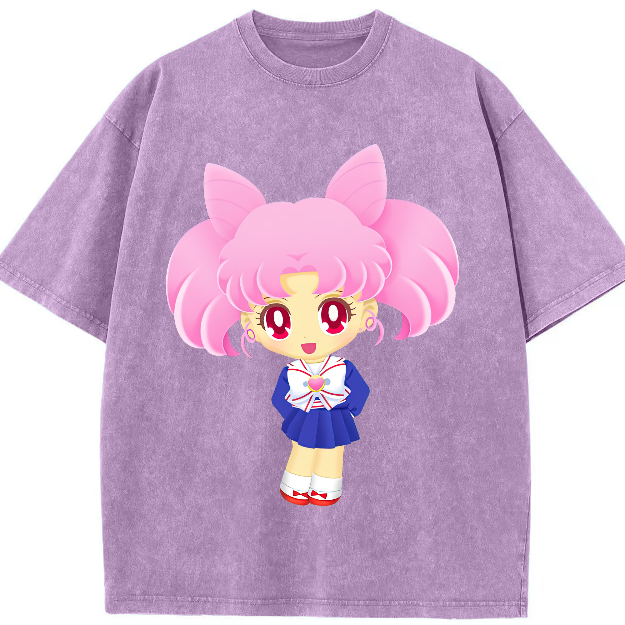 （画像用） 美少女戦士セーラームーン ちびうさ Sailor Moon Chibiusa Tsukino Usagi Small Lady Serenity 綿100% ヴィンテージ風 半袖Tシャツ（フロントプリント）