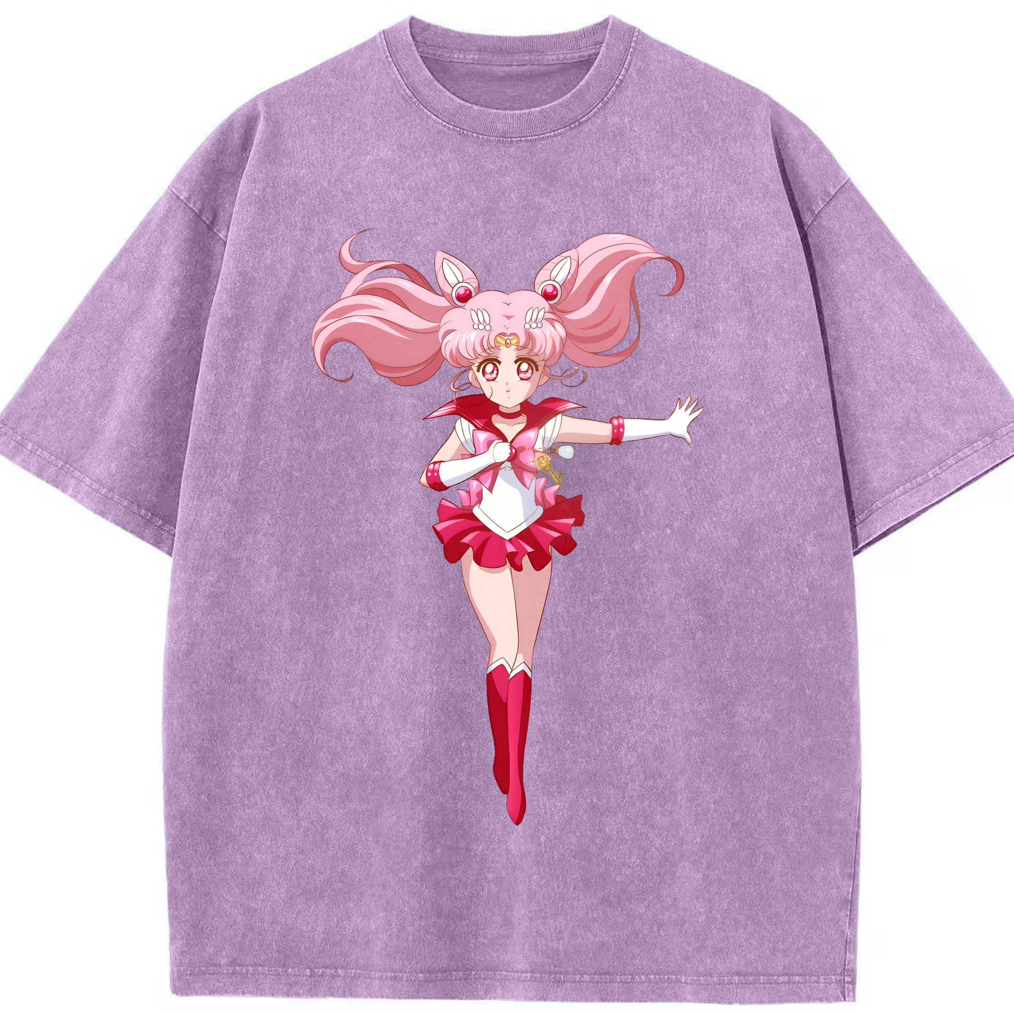 （画像用） 美少女戦士セーラームーン ちびうさ Sailor Moon Chibiusa Tsukino Usagi Small Lady Serenity 綿100% ヴィンテージ風 半袖Tシャツ（フロントプリント）