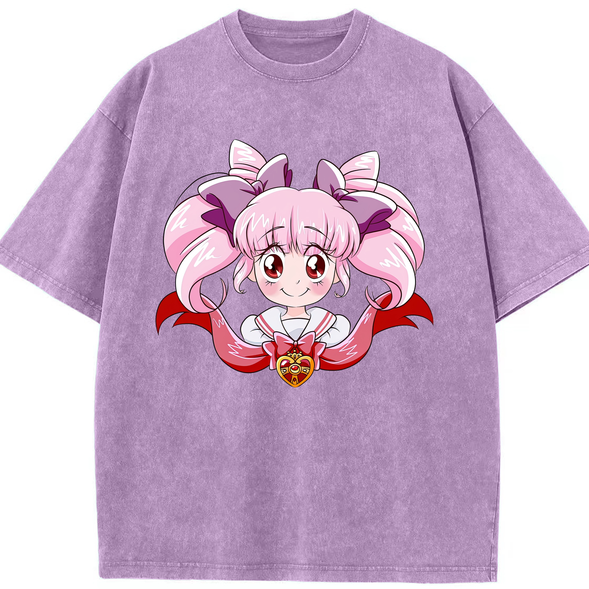 （画像用） 美少女戦士セーラームーン ちびうさ Sailor Moon Chibiusa Tsukino Usagi Small Lady Serenity 綿100% ヴィンテージ風 半袖Tシャツ（フロントプリント）
