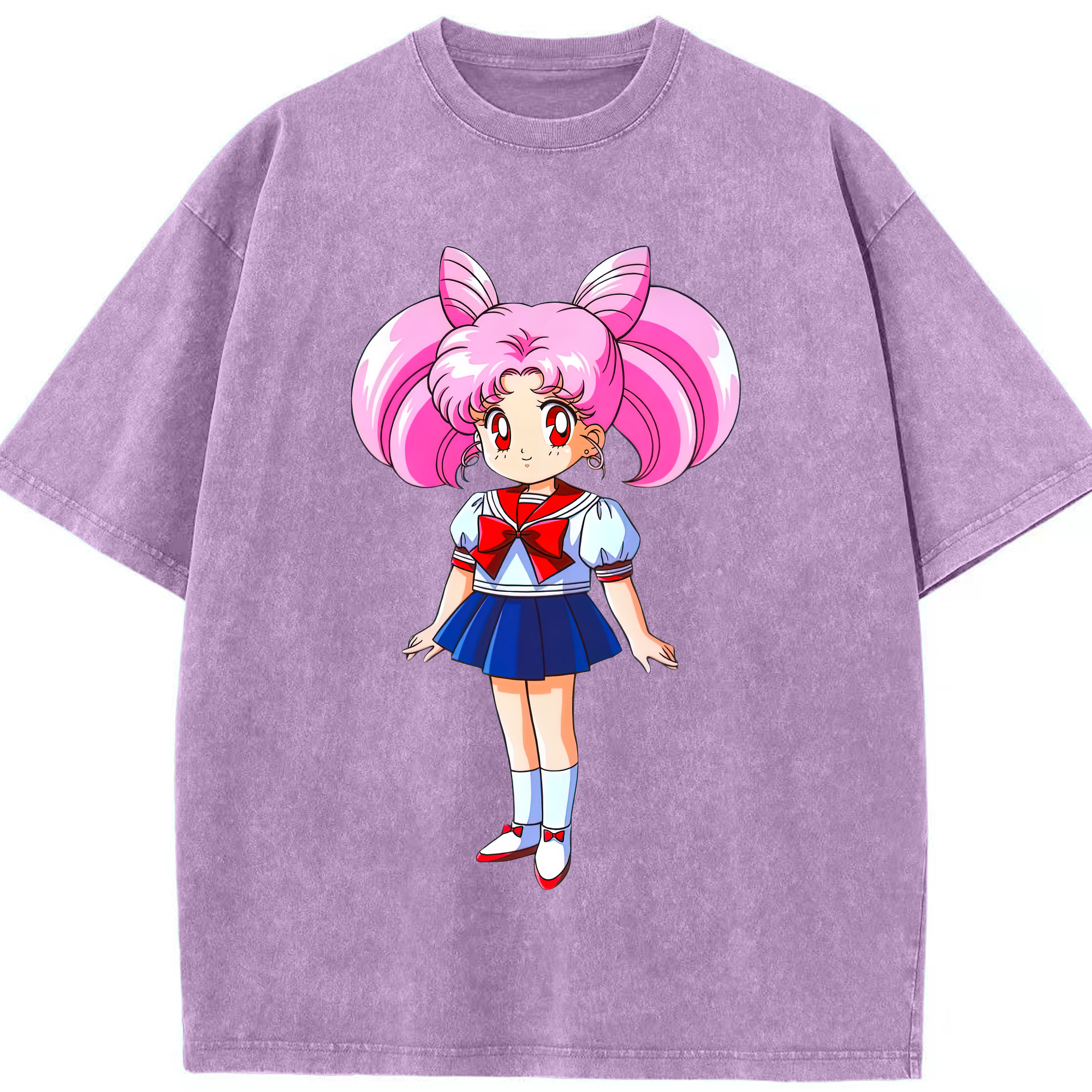 （画像用） 美少女戦士セーラームーン ちびうさ Sailor Moon Chibiusa Tsukino Usagi Small Lady Serenity 綿100% ヴィンテージ風 半袖Tシャツ（フロントプリント）