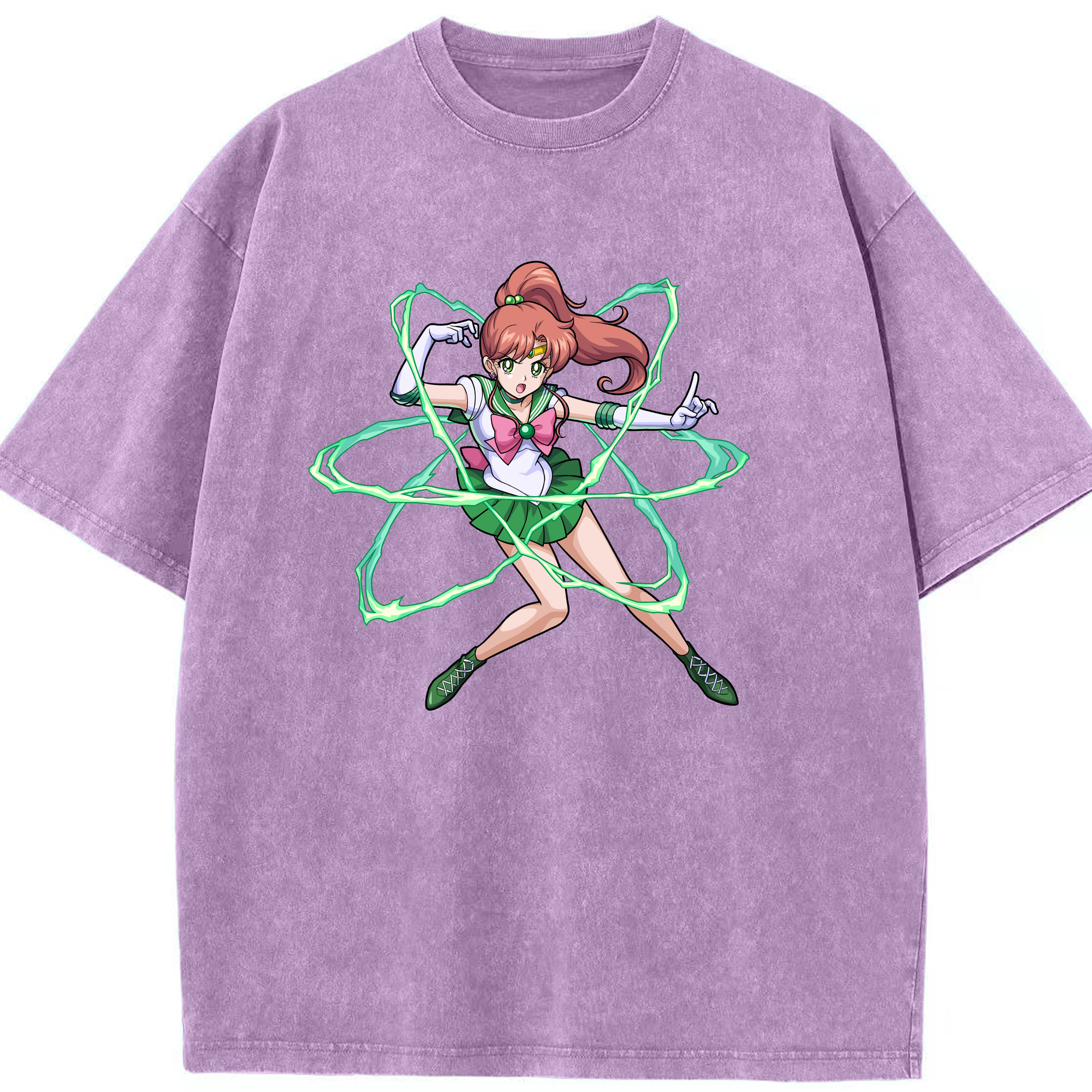 （画像用） 美少女戦士セーラームーン 木野 まこと きの まこと Sailor Moon Kino Makoto （セーラージュピター；Sailor Jupiter） 綿100% ヴィンテージ風 半袖Tシャツ（フロントプリント）