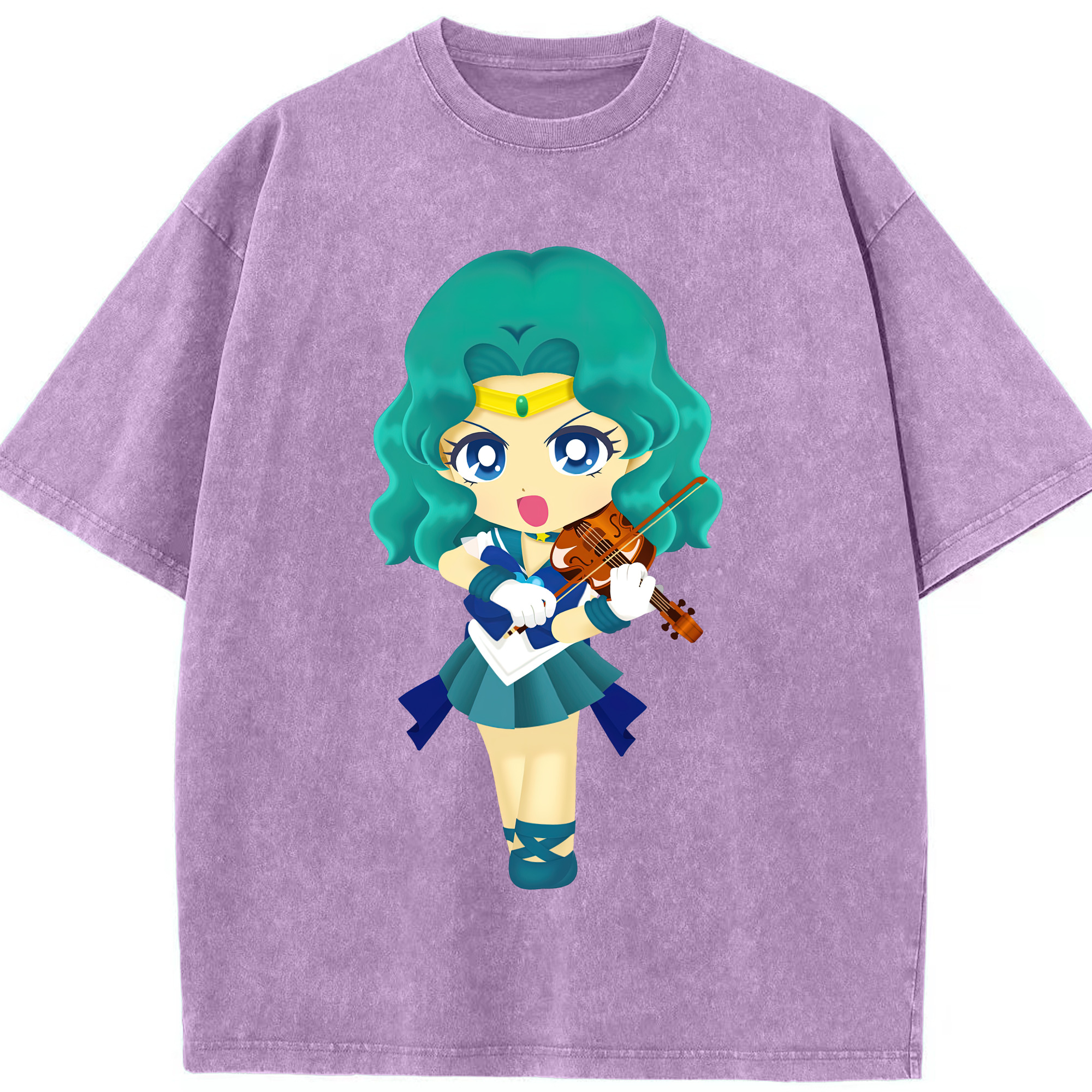 （画像用） 美少女戦士セーラームーン 海王 みちる（かいおう みちる） Sailor Moon Kaiou Michiru 綿100% ヴィンテージ風 半袖Tシャツ（フロントプリント）