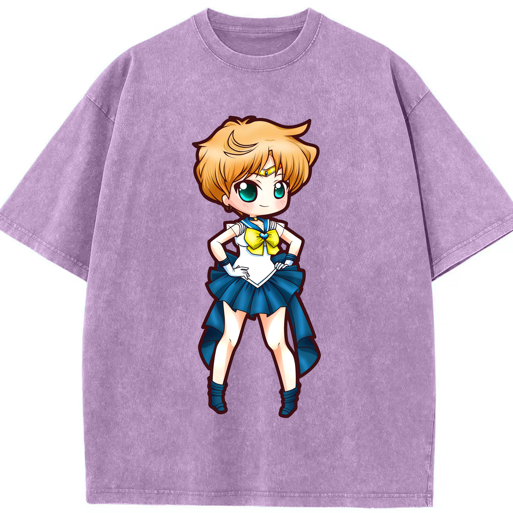 （画像用） 美少女戦士セーラームーン 天王はるか Sailor Moon Tenoh Haruka 綿100% ヴィンテージ風 半袖Tシャツ（フロントプリント）
