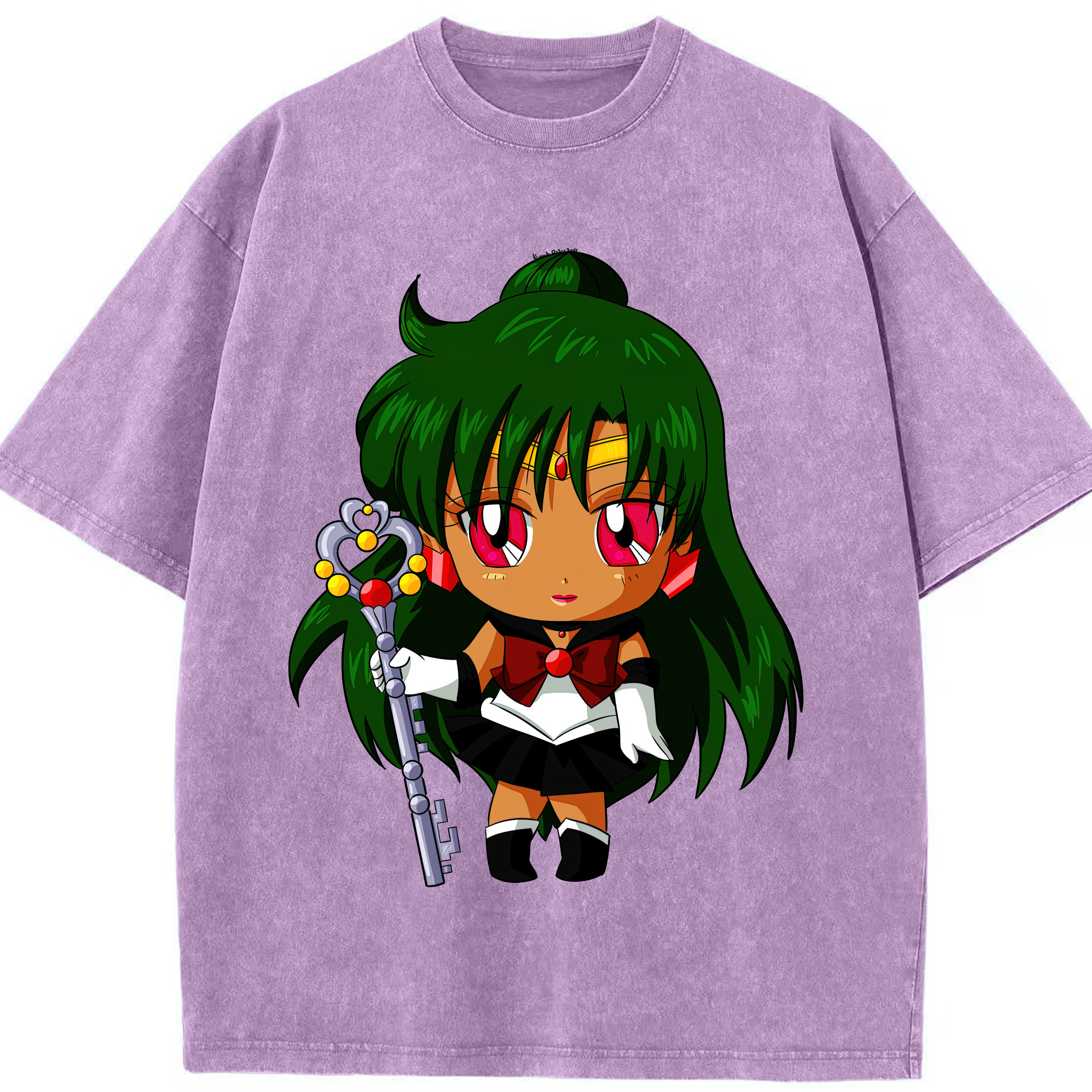（画像用） 美少女戦士セーラームーン 冥王せつな Sailor Moon Meiou Setsuna 綿100% ヴィンテージ風 半袖Tシャツ（フロントプリント）