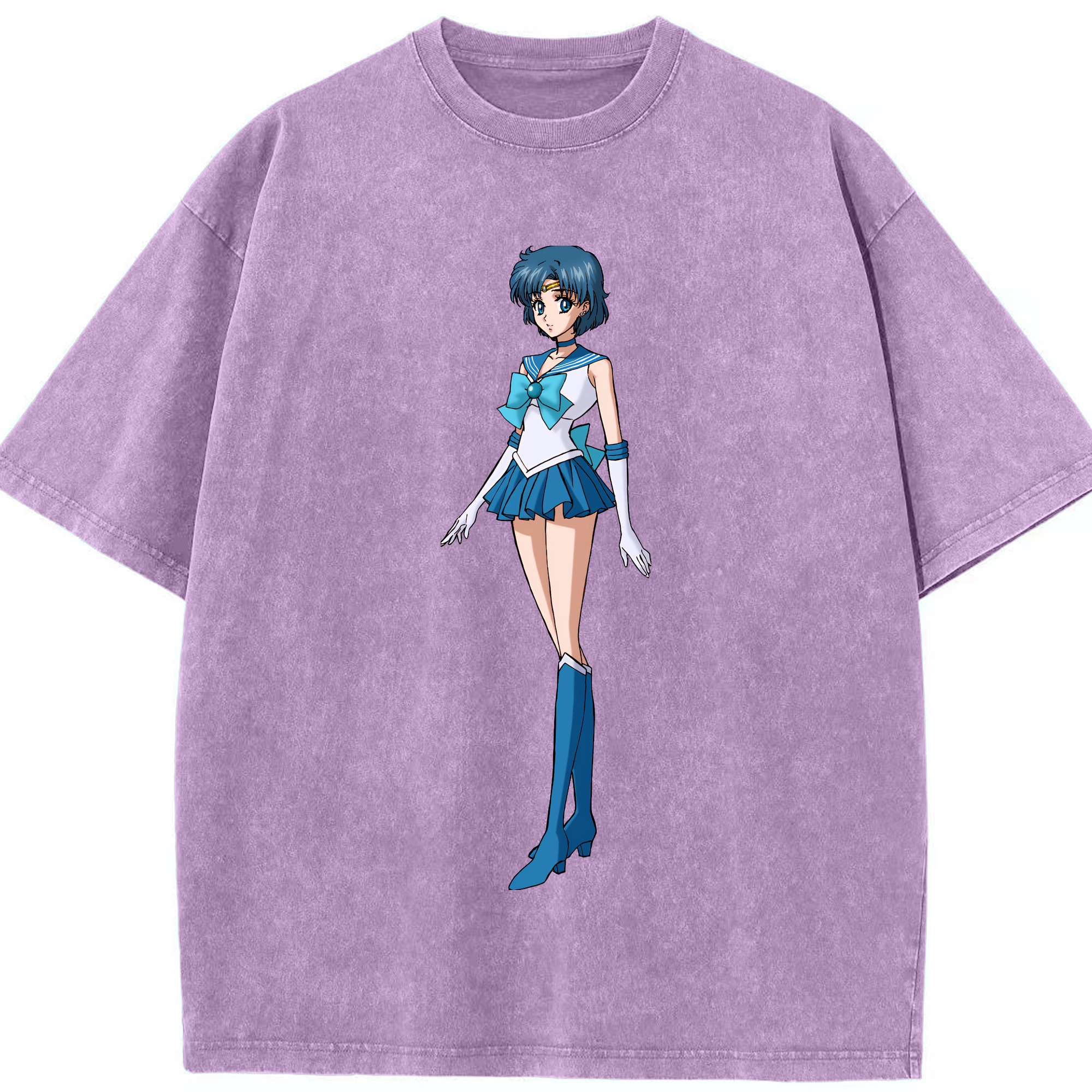 （画像用） 美少女戦士セーラームーン 水野 亜美 みずの あみ Sailor Moon Mizuno Ami 綿100% ヴィンテージ風 半袖Tシャツ（フロントプリント）