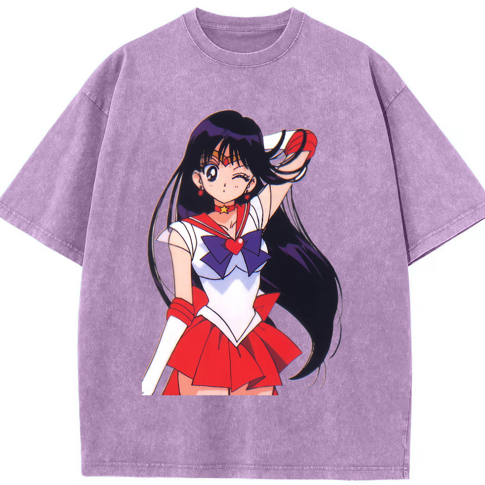 （画像用） 美少女戦士セーラームーン 火野レイ ひの レイ Sailor Moon Hino Rei （セーラーマーズ,Sailor Mars） 綿100% ヴィンテージ風 半袖Tシャツ（フロントプリント）