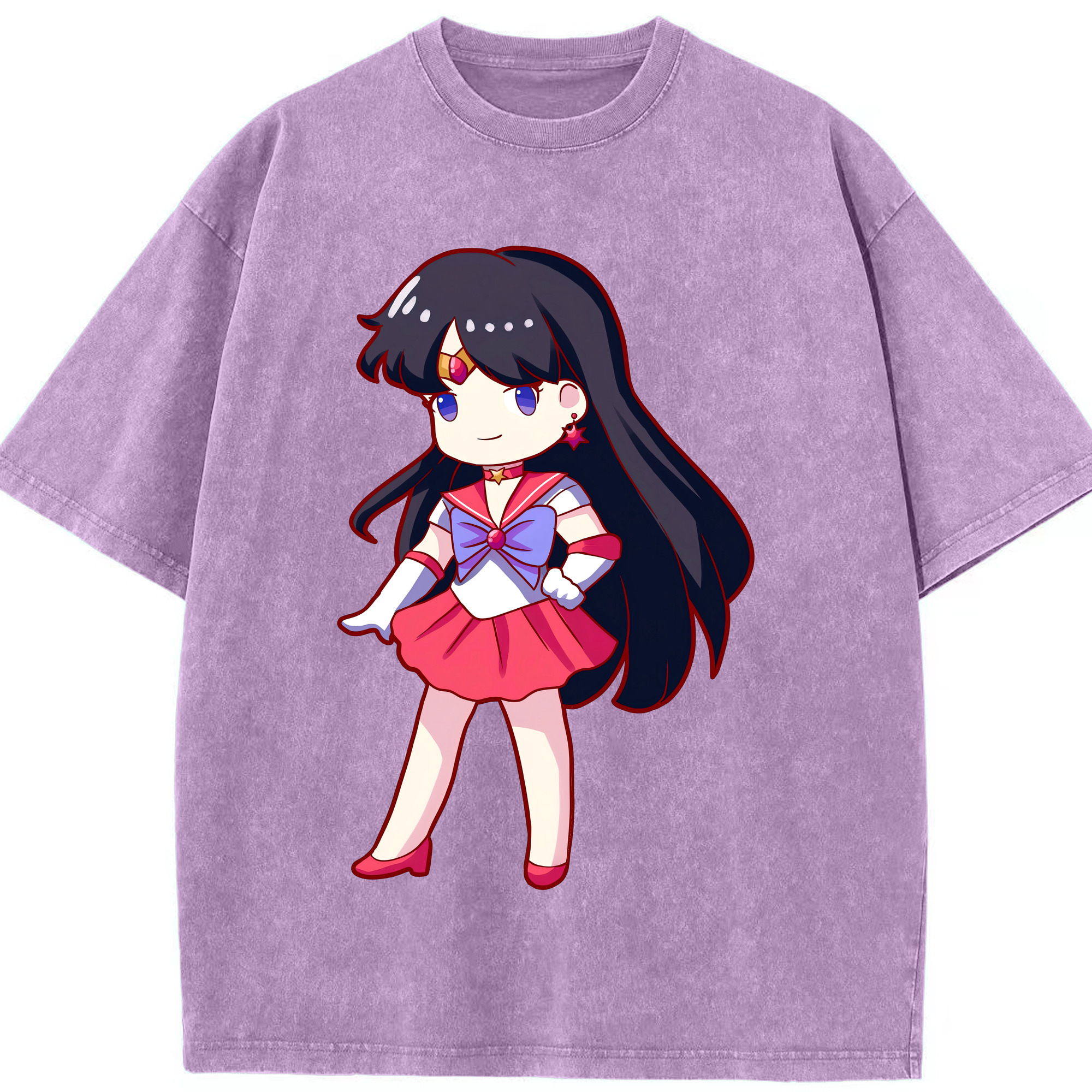 （画像用） 美少女戦士セーラームーン 火野レイ ひの レイ Sailor Moon Hino Rei （セーラーマーズ,Sailor Mars） 綿100% ヴィンテージ風 半袖Tシャツ（フロントプリント）