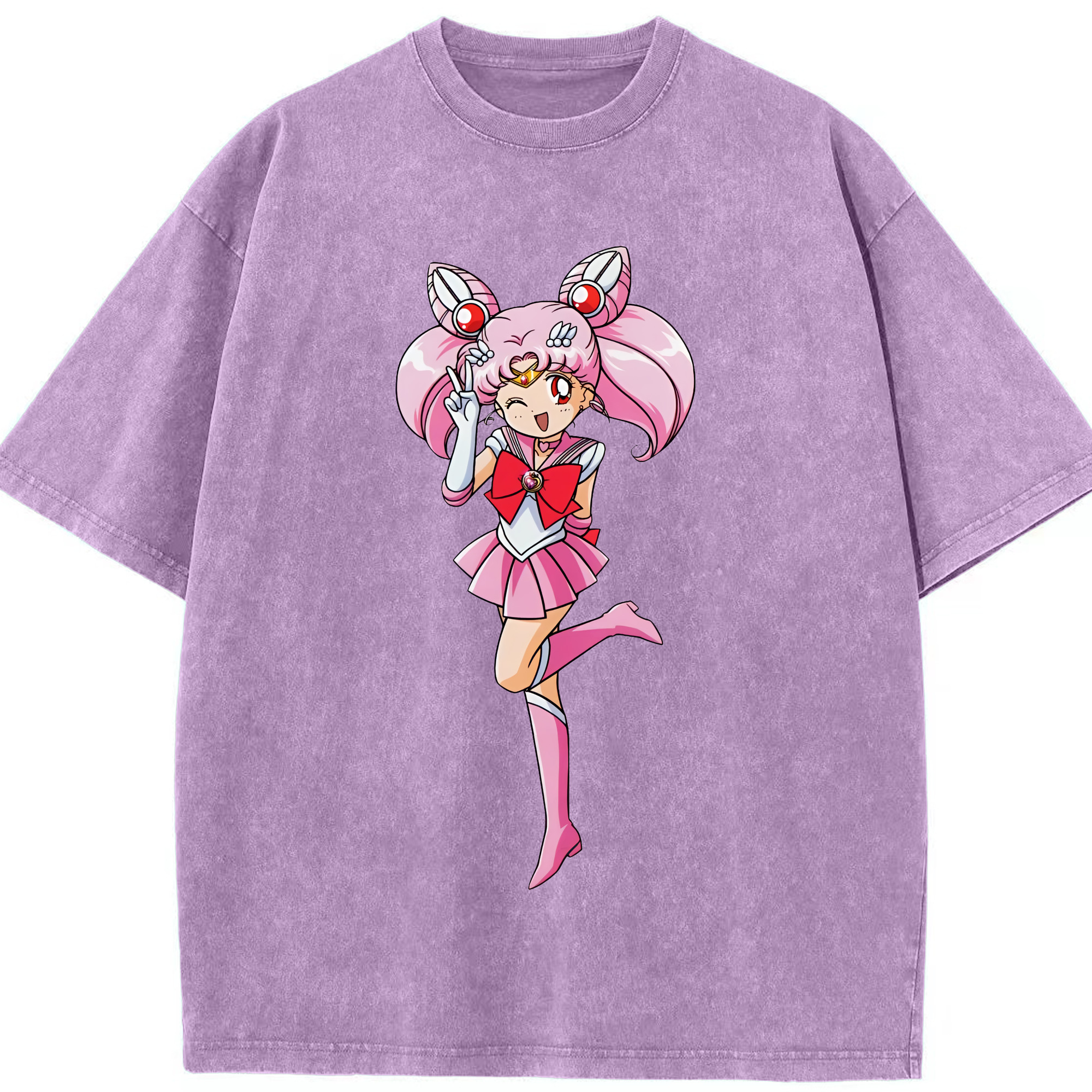 （画像用） 美少女戦士セーラームーン ちびうさ Sailor Moon Chibiusa Tsukino Usagi Small Lady Serenity 綿100% ヴィンテージ風 半袖Tシャツ（フロントプリント）