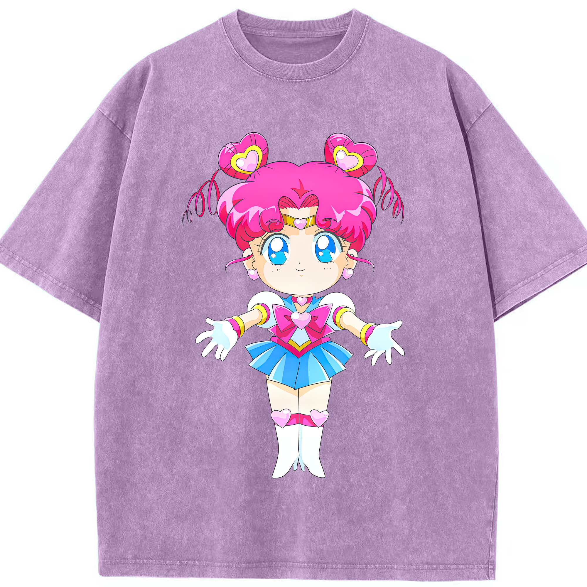 （画像用） 美少女戦士セーラームーン ちびうさ Sailor Moon Chibiusa Tsukino Usagi Small Lady Serenity 綿100% ヴィンテージ風 半袖Tシャツ（フロントプリント）