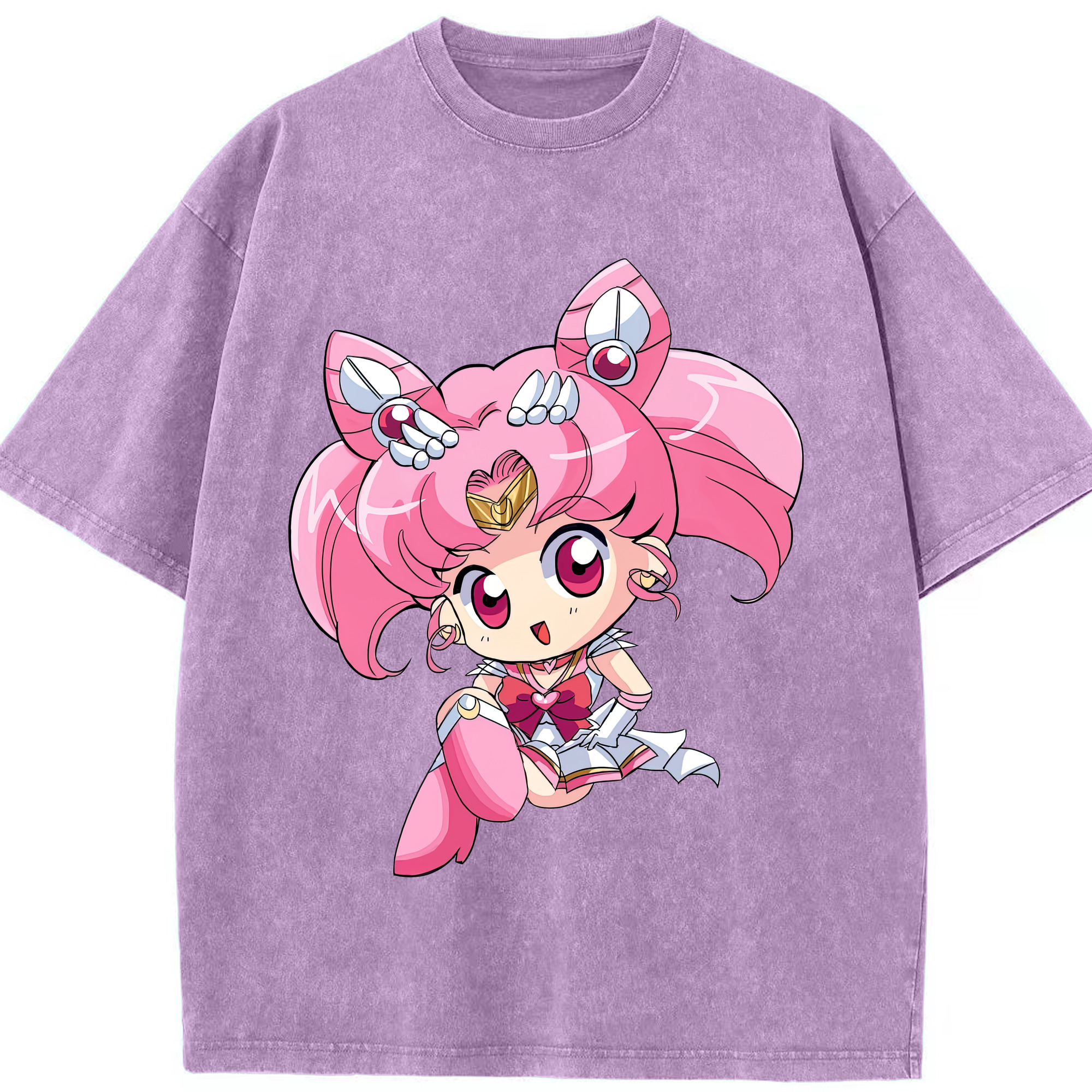 （画像用） 美少女戦士セーラームーン ちびうさ Sailor Moon Chibiusa Tsukino Usagi Small Lady Serenity 綿100% ヴィンテージ風 半袖Tシャツ（フロントプリント）
