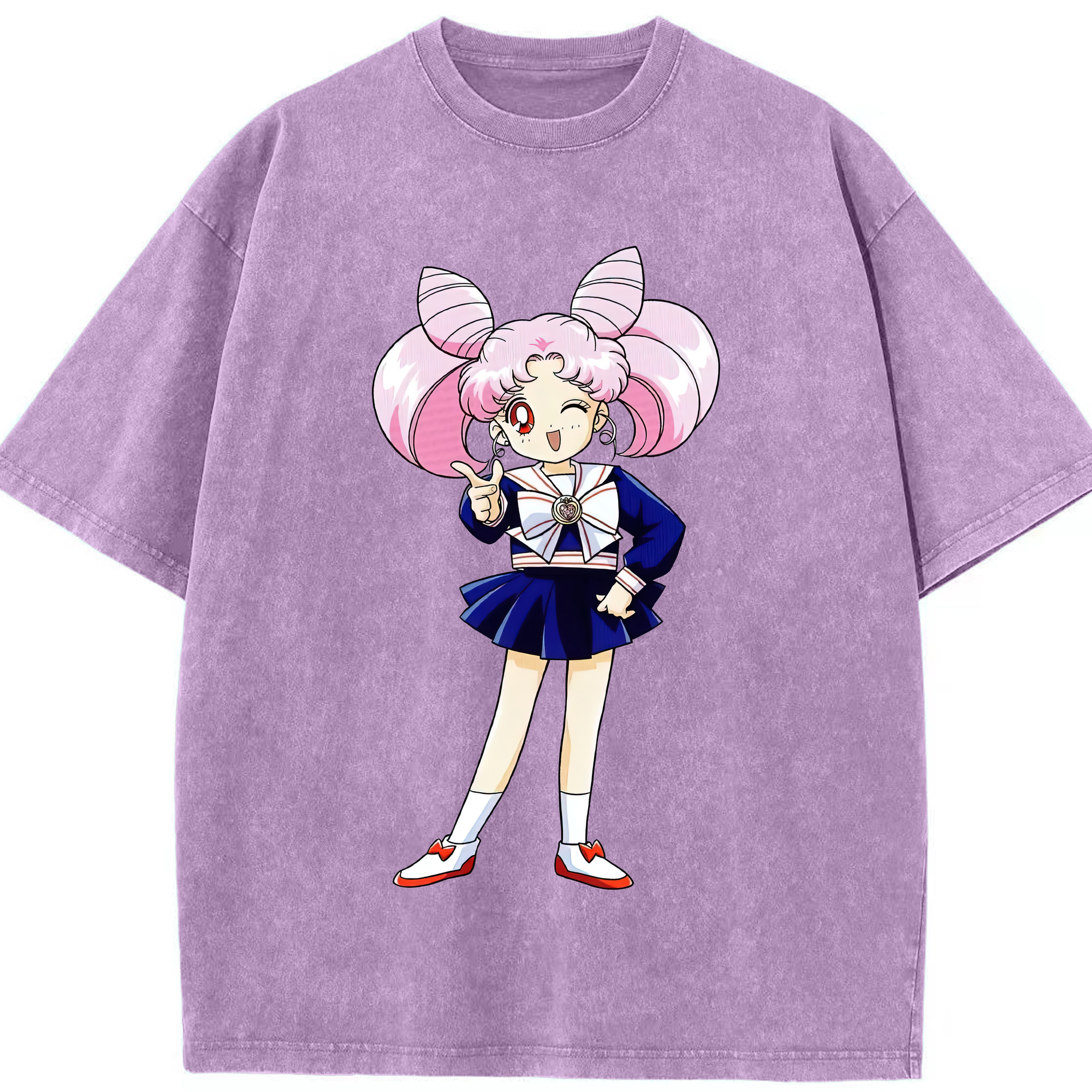 （画像用） 美少女戦士セーラームーン ちびうさ Sailor Moon Chibiusa Tsukino Usagi Small Lady Serenity 綿100% ヴィンテージ風 半袖Tシャツ（フロントプリント）