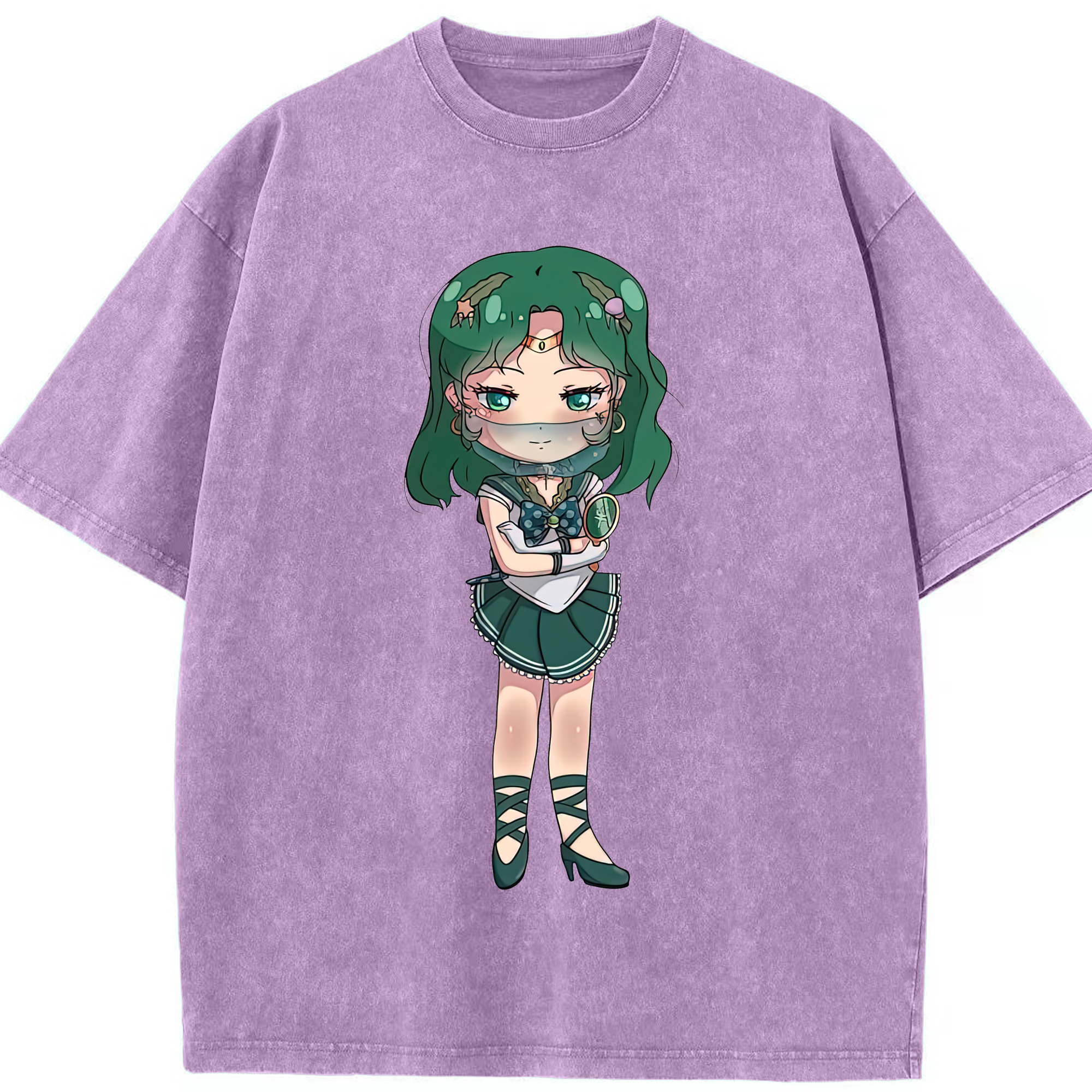 （画像用） 美少女戦士セーラームーン 海王 みちる（かいおう みちる） Sailor Moon Kaiou Michiru 綿100% ヴィンテージ風 半袖Tシャツ（フロントプリント）