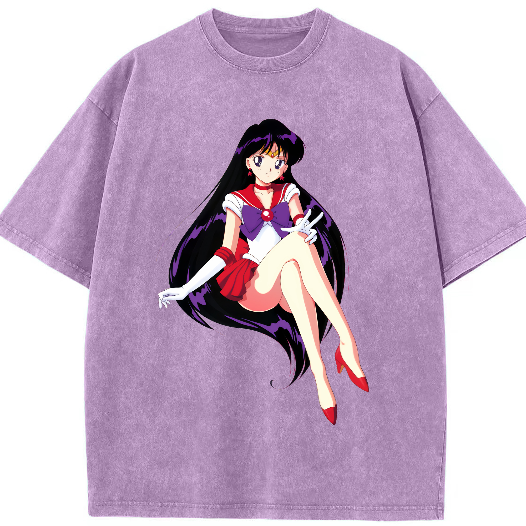 （画像用） 美少女戦士セーラームーン 火野レイ ひの レイ Sailor Moon Hino Rei （セーラーマーズ,Sailor Mars） 綿100% ヴィンテージ風 半袖Tシャツ（フロントプリント）