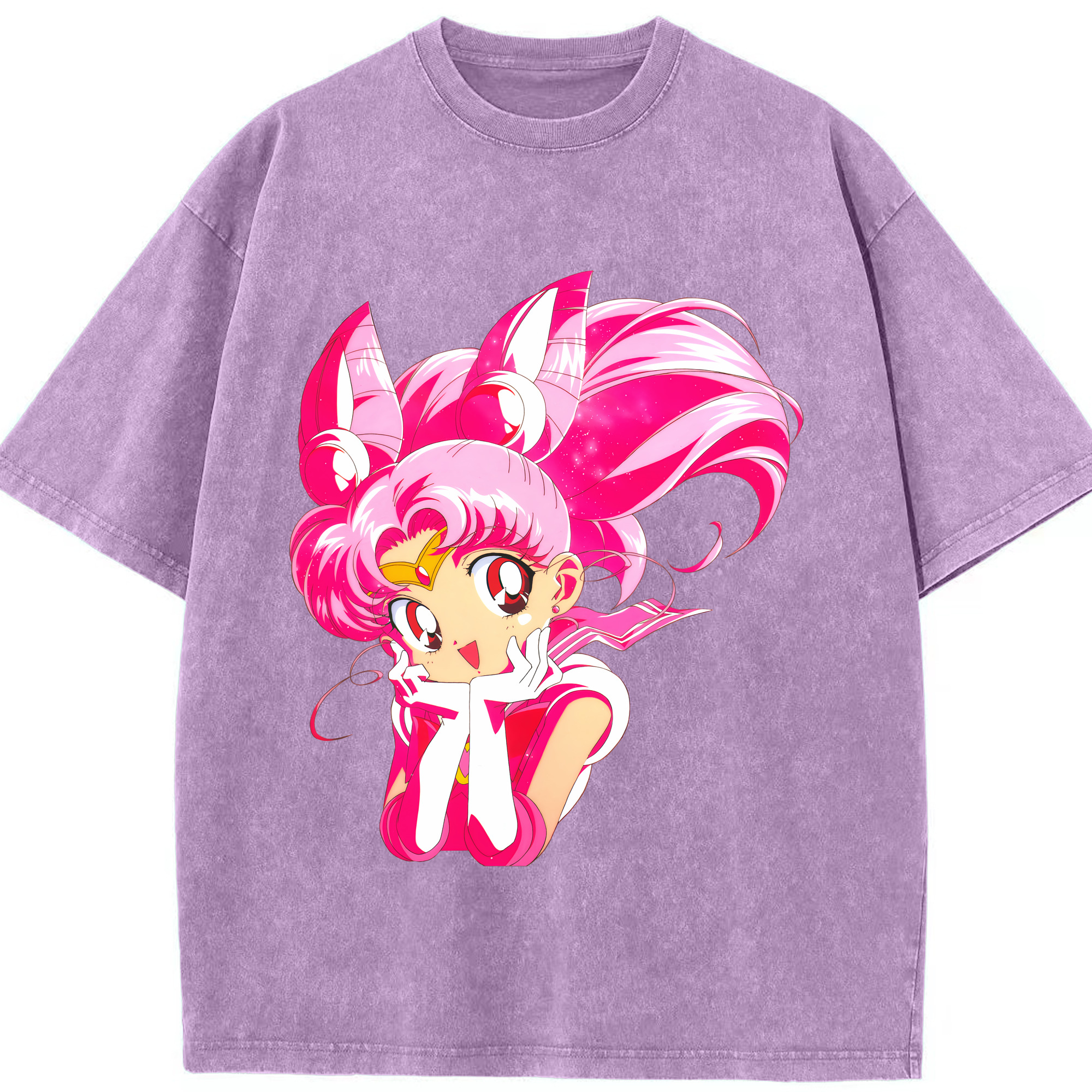 （画像用） 美少女戦士セーラームーン ちびうさ Sailor Moon Chibiusa Tsukino Usagi Small Lady Serenity 綿100% ヴィンテージ風 半袖Tシャツ（フロントプリント）