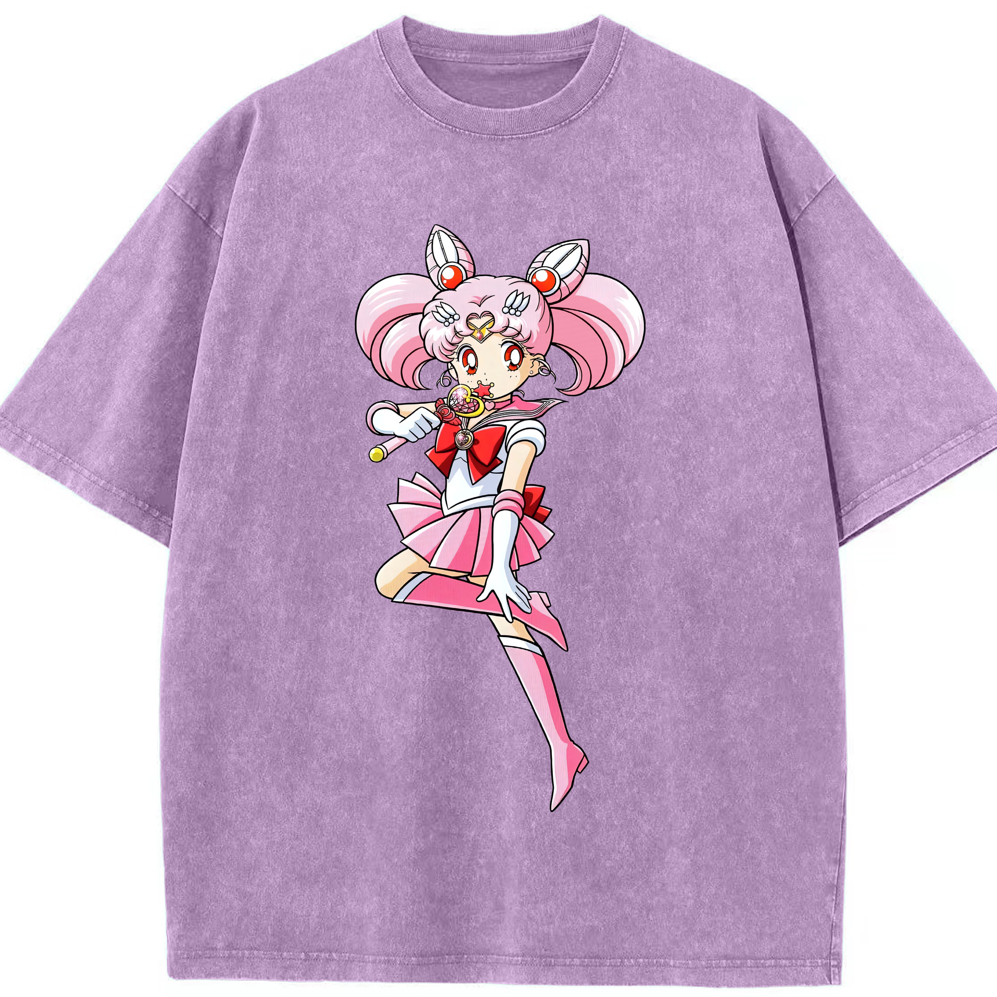 （画像用） 美少女戦士セーラームーン ちびうさ Sailor Moon Chibiusa Tsukino Usagi Small Lady Serenity 綿100% ヴィンテージ風 半袖Tシャツ（フロントプリント）