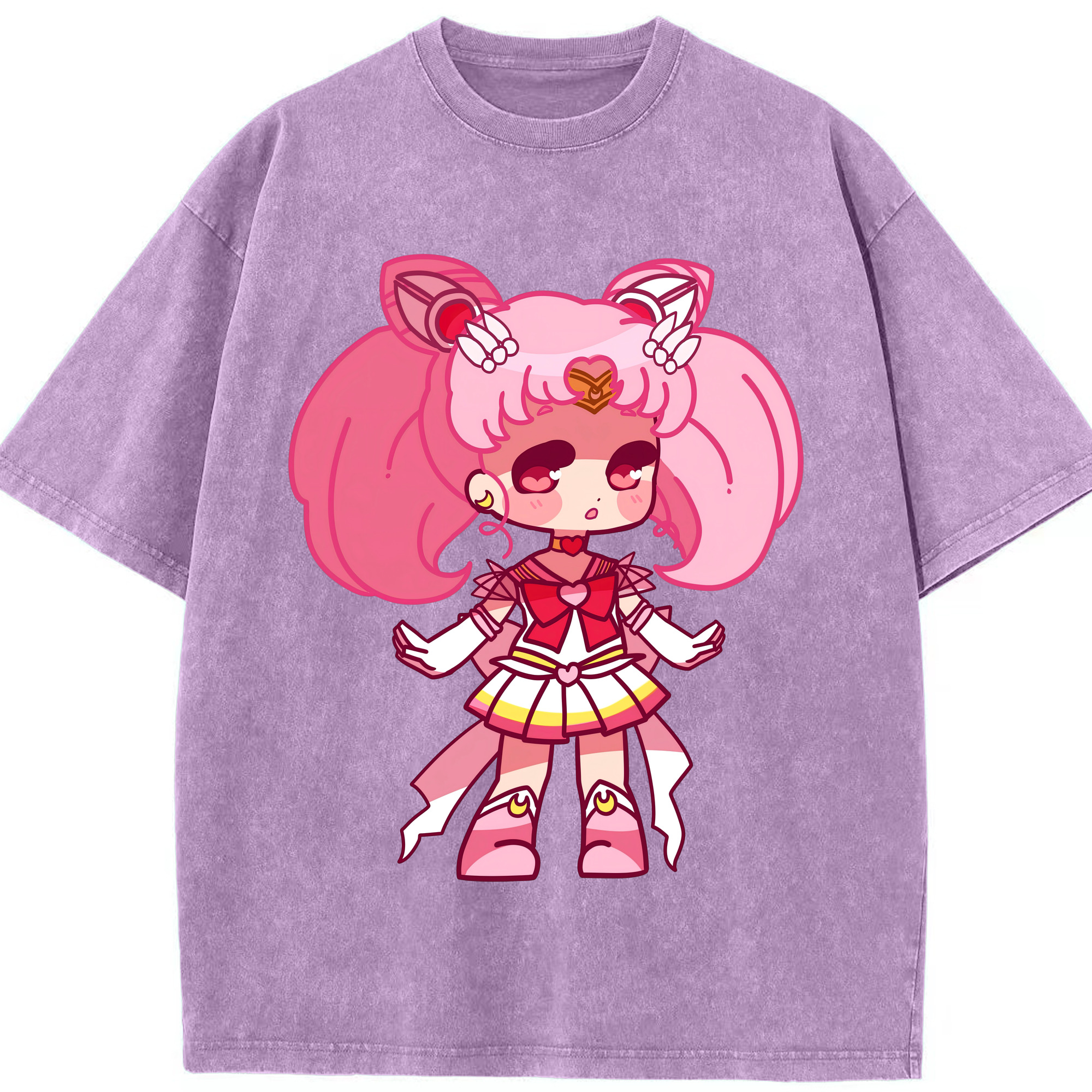 （画像用） 美少女戦士セーラームーン ちびうさ Sailor Moon Chibiusa Tsukino Usagi Small Lady Serenity 綿100% ヴィンテージ風 半袖Tシャツ（フロントプリント）