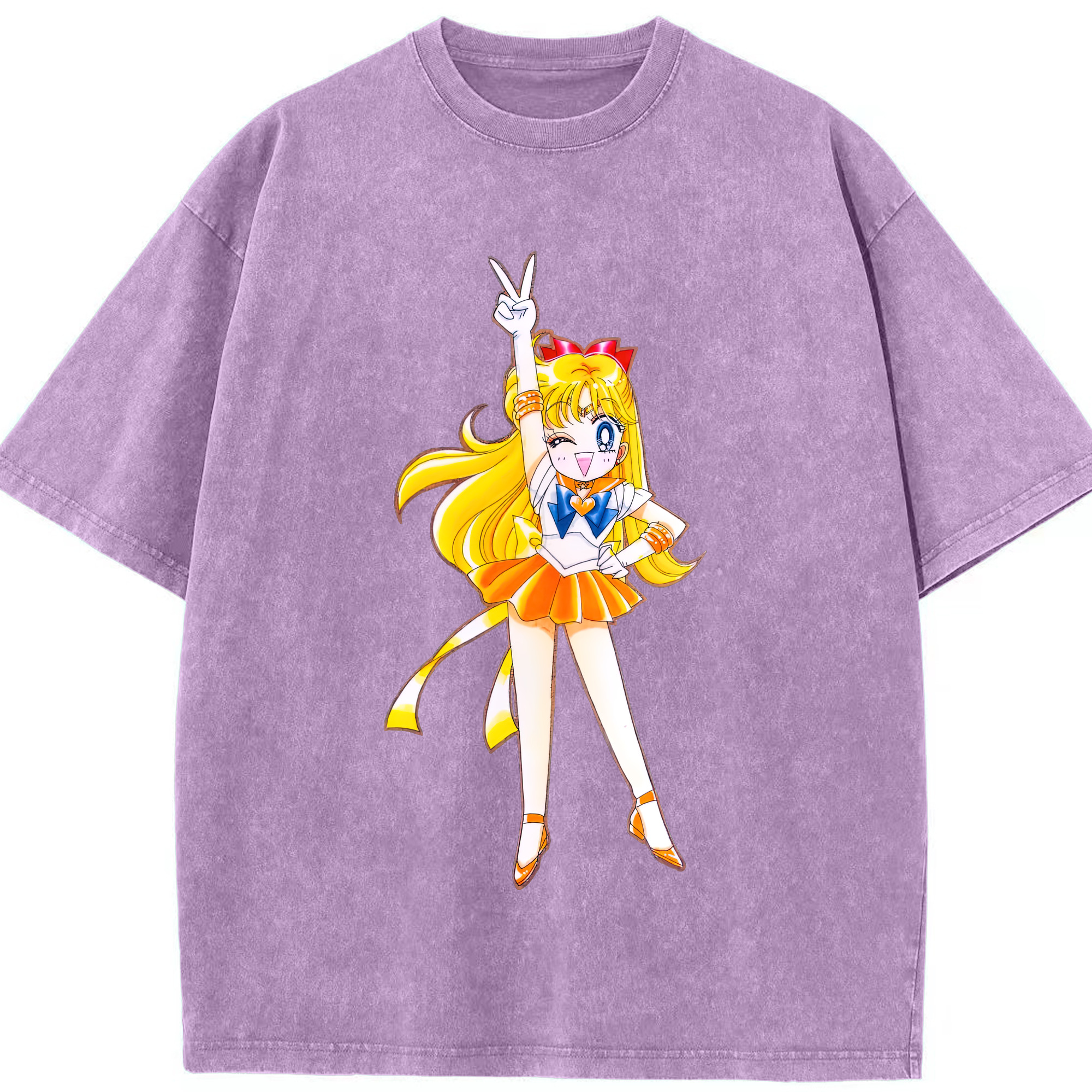 （画像用） 美少女戦士セーラームーン 愛野 美奈子 あいの みなこ Sailor Moon Aino Minako 綿100% ヴィンテージ風 半袖Tシャツ（フロントプリント）