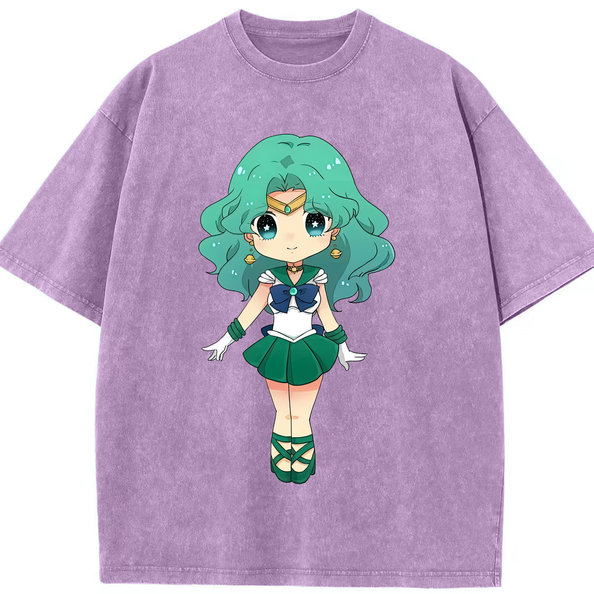 （画像用） 美少女戦士セーラームーン 海王 みちる（かいおう みちる） Sailor Moon Kaiou Michiru 綿100% ヴィンテージ風 半袖Tシャツ（フロントプリント）