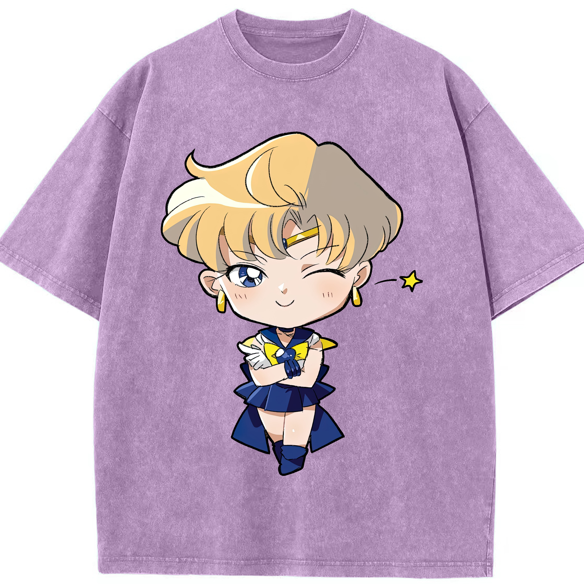 （画像用） 美少女戦士セーラームーン 天王はるか Sailor Moon Tenoh Haruka 綿100% ヴィンテージ風 半袖Tシャツ（フロントプリント）