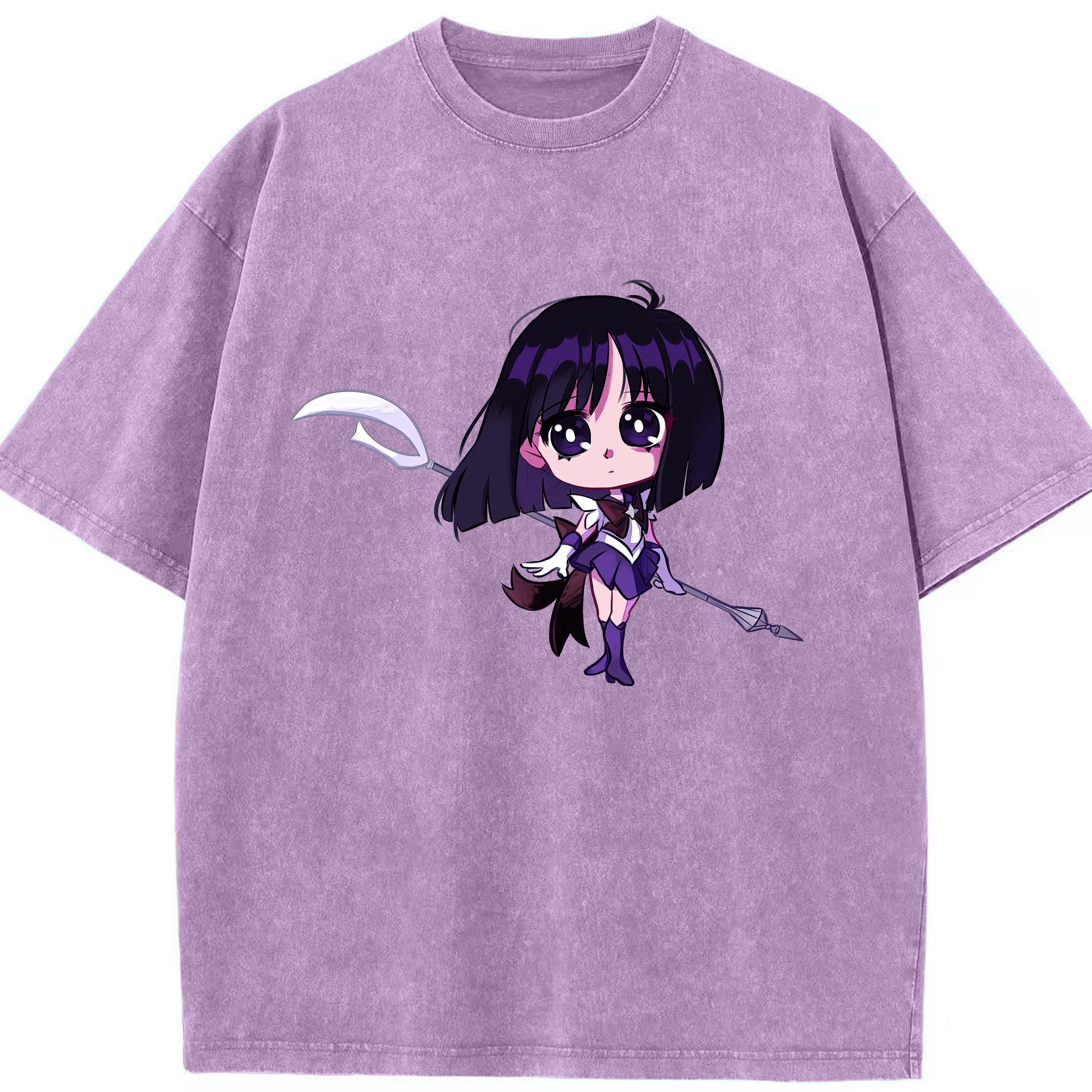 （画像用） 美少女戦士セーラームーン 土萠ほたる Sailor Moon Tomoe Hotaru （セーラーサターン；Sailor Saturn） 綿100% ヴィンテージ風 半袖Tシャツ（フロントプリント）