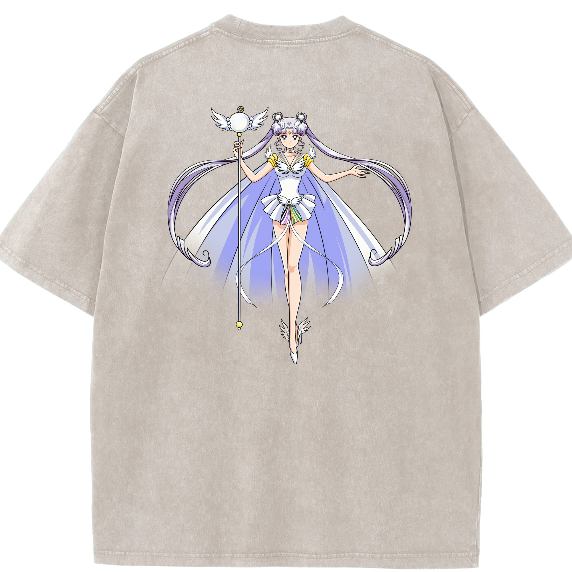 （画像用） 美少女戦士セーラームーン 月野 うさぎ つきの うさぎ Sailor Moon Tsukino Usagi 綿100% ヴィンテージ風 半袖Tシャツ（背面プリント）