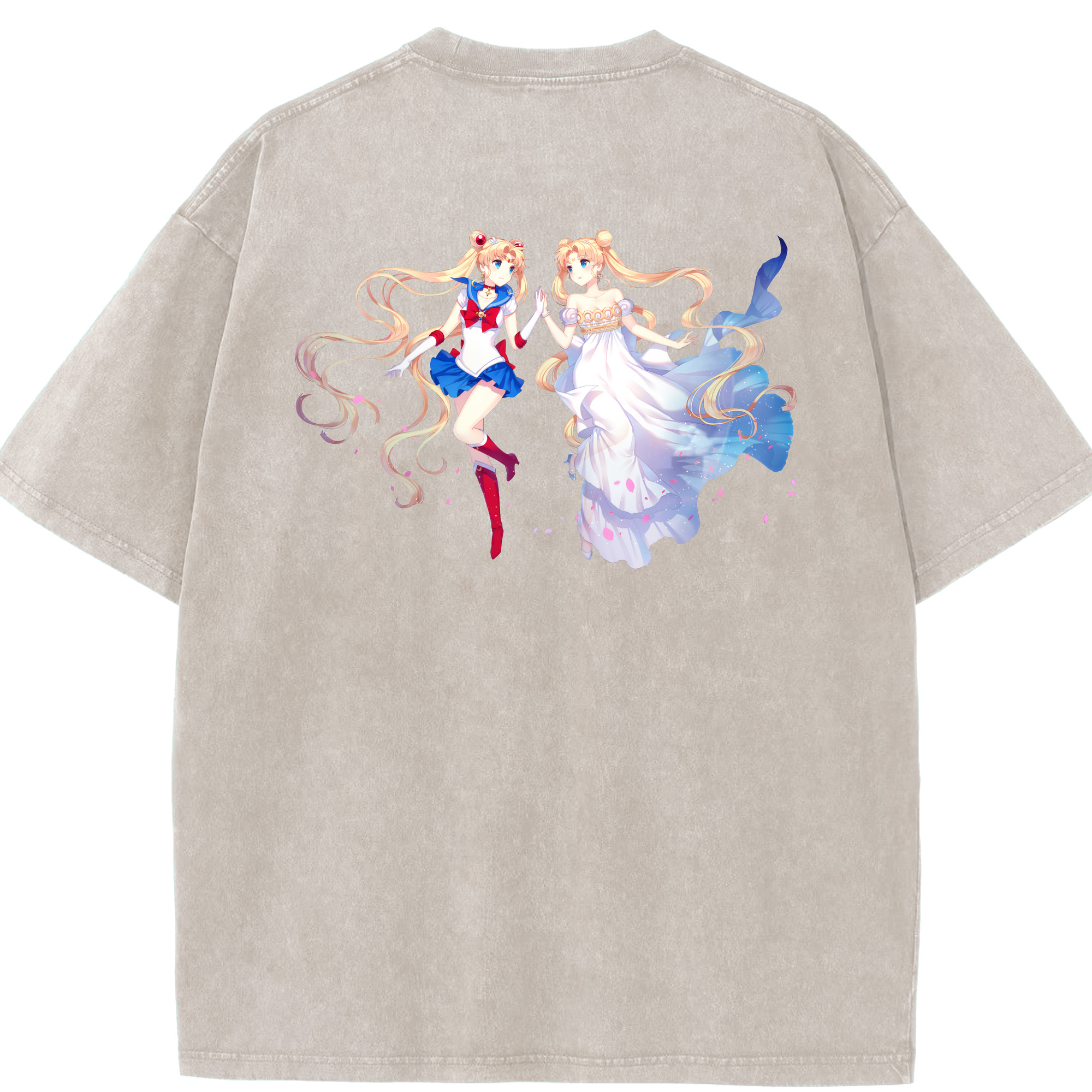 （画像用） 美少女戦士セーラームーン 月野 うさぎ つきの うさぎ Sailor Moon Tsukino Usagi 綿100% ヴィンテージ風 半袖Tシャツ（背面プリント）