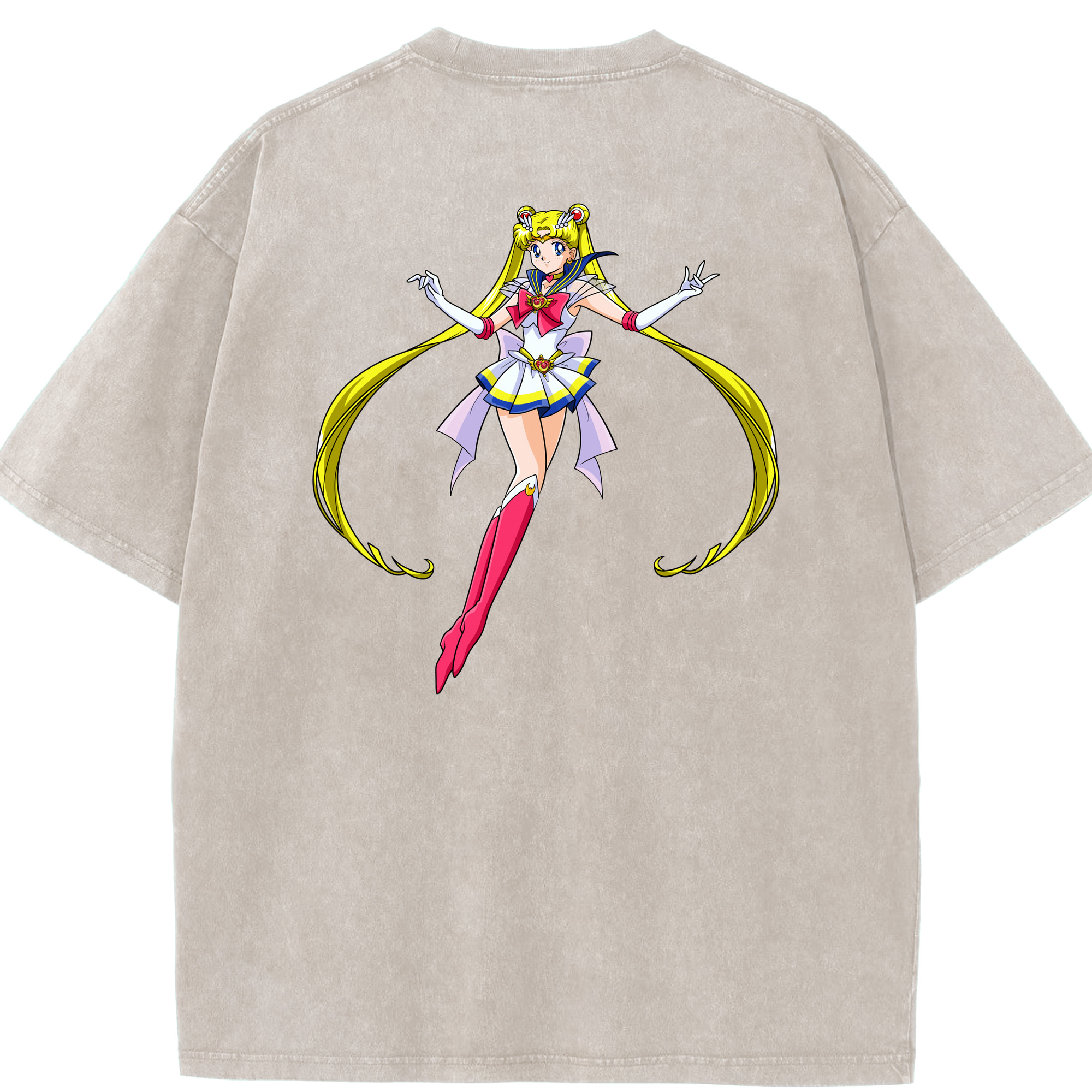 （画像用） 美少女戦士セーラームーン 月野 うさぎ つきの うさぎ Sailor Moon Tsukino Usagi 綿100% ヴィンテージ風 半袖Tシャツ（背面プリント）