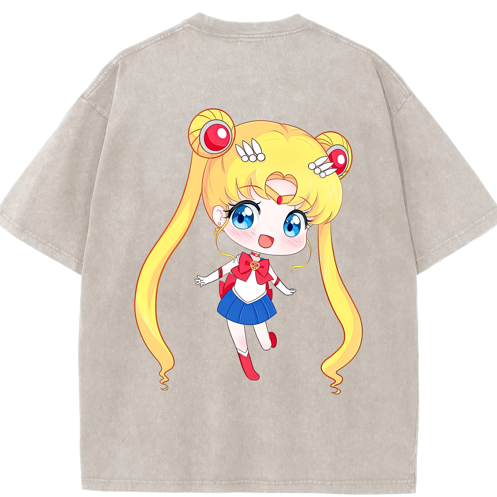 （画像用） 美少女戦士セーラームーン 月野 うさぎ つきの うさぎ Sailor Moon Tsukino Usagi 綿100% ヴィンテージ風 半袖Tシャツ（背面プリント）