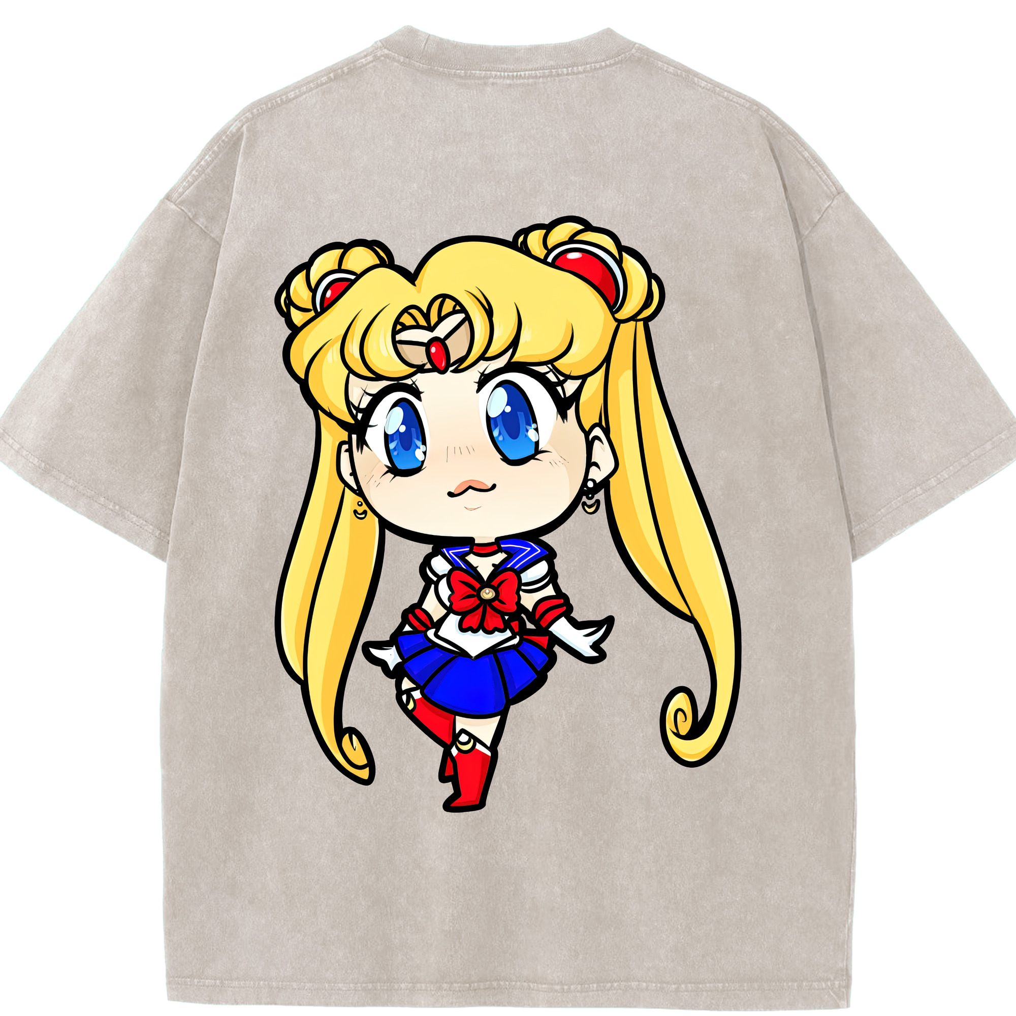 （画像用） 美少女戦士セーラームーン 月野 うさぎ つきの うさぎ Sailor Moon Tsukino Usagi 綿100% ヴィンテージ風 半袖Tシャツ（背面プリント）