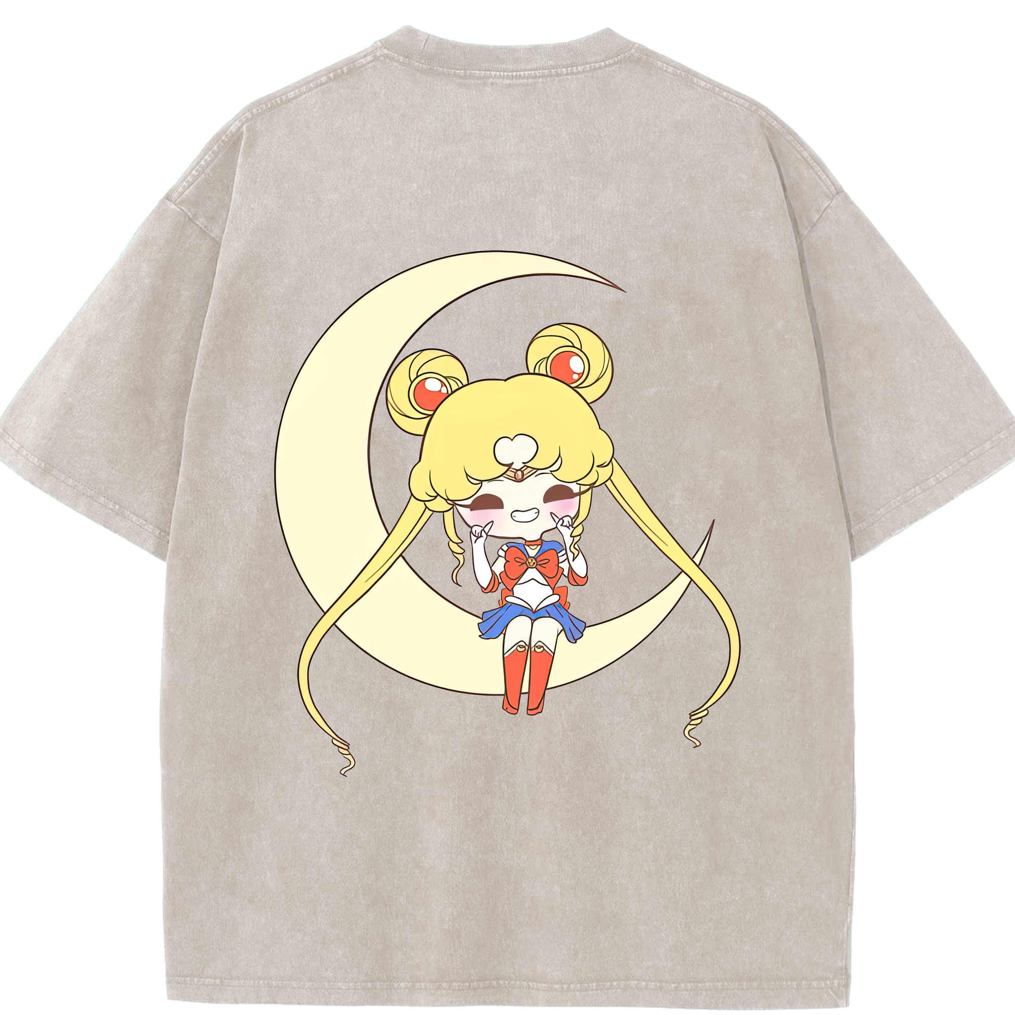 （画像用） 美少女戦士セーラームーン 月野 うさぎ つきの うさぎ Sailor Moon Tsukino Usagi 綿100% ヴィンテージ風 半袖Tシャツ（背面プリント）