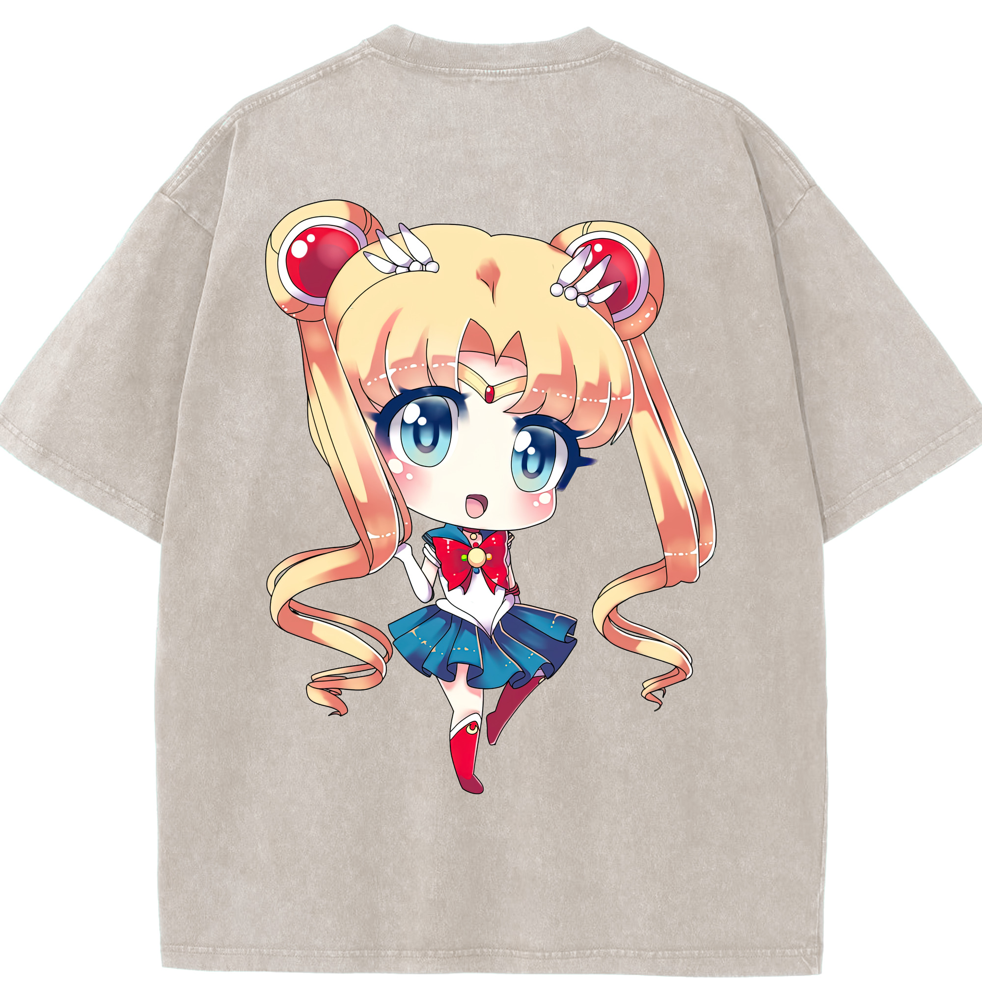 （画像用） 美少女戦士セーラームーン 月野 うさぎ つきの うさぎ Sailor Moon Tsukino Usagi 綿100% ヴィンテージ風 半袖Tシャツ（背面プリント）