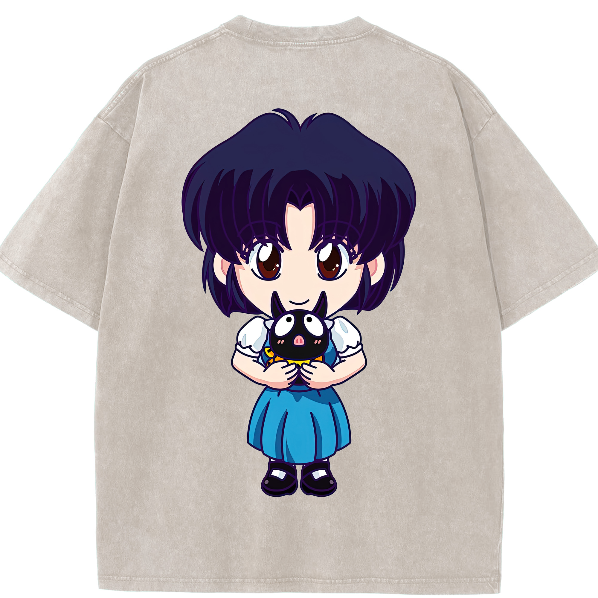 （画像用） 美少女戦士セーラームーン 水野 亜美 みずの あみ Sailor Moon Mizuno Ami 綿100% ヴィンテージ風 半袖Tシャツ（背面プリント）