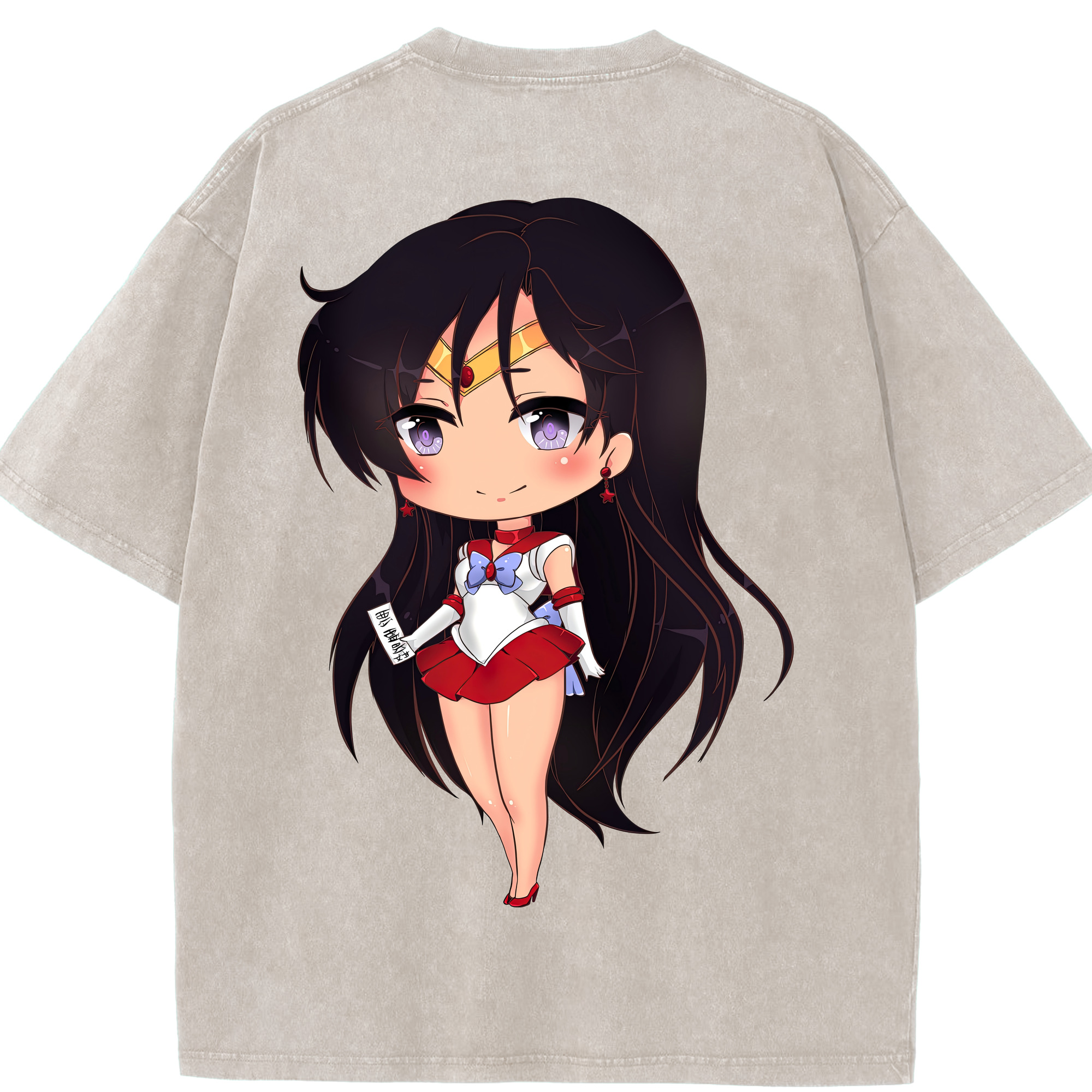 （画像用） 美少女戦士セーラームーン 火野レイ ひの レイ Sailor Moon Hino Rei （セーラーマーズ,Sailor Mars） 綿100% ヴィンテージ風 半袖Tシャツ（背面プリント）