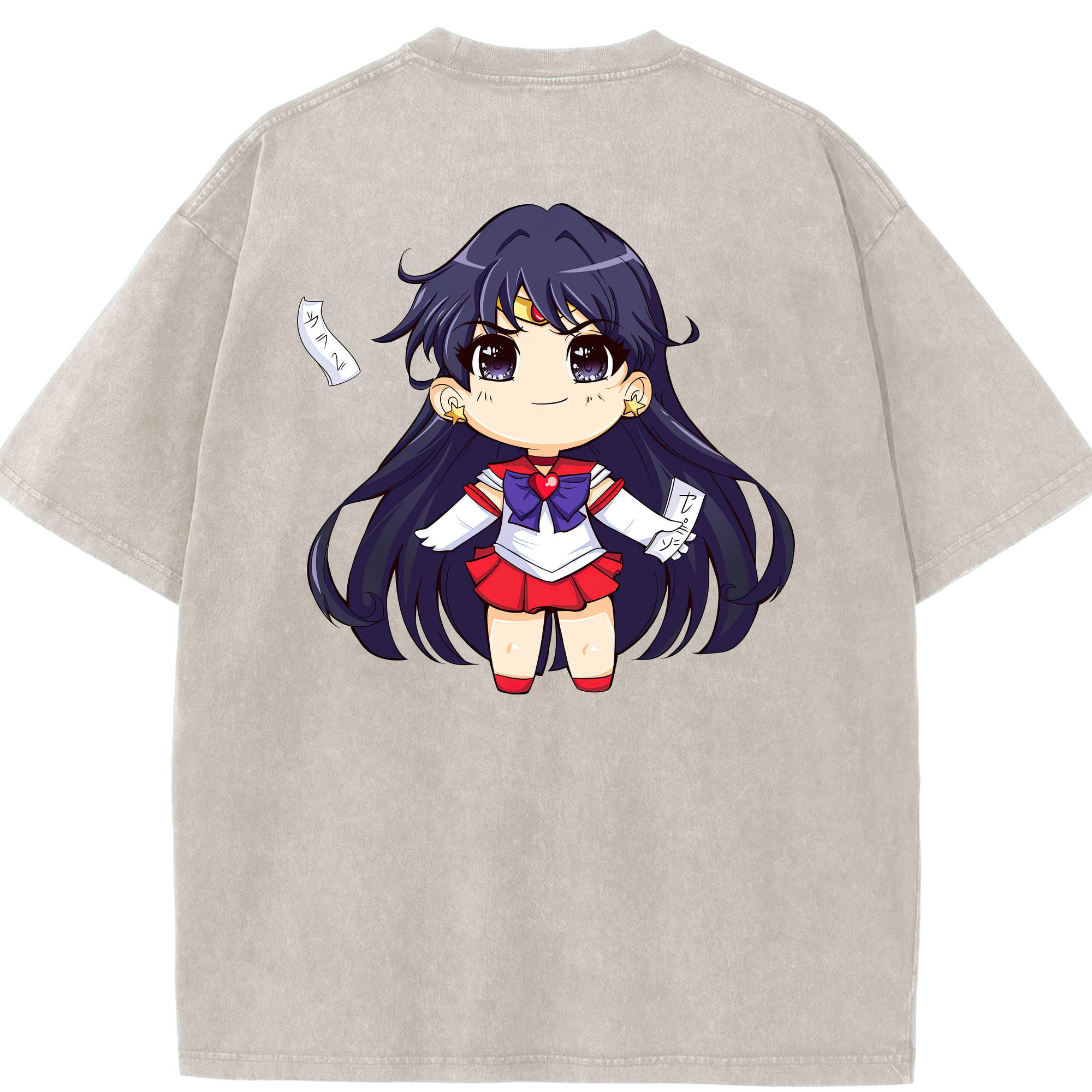 （画像用） 美少女戦士セーラームーン 火野レイ ひの レイ Sailor Moon Hino Rei （セーラーマーズ,Sailor Mars） 綿100% ヴィンテージ風 半袖Tシャツ（背面プリント）