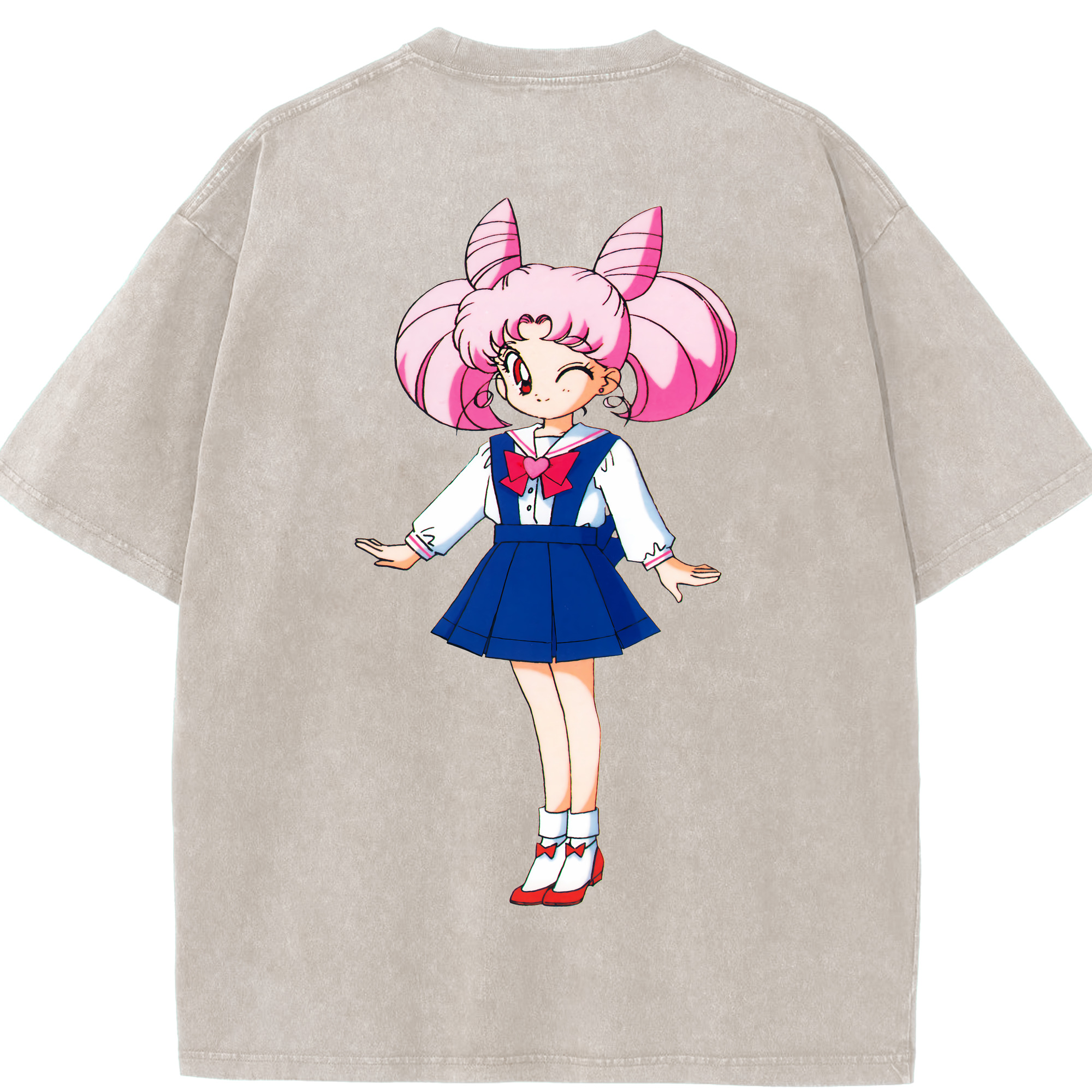 （画像用） 美少女戦士セーラームーン ちびうさ Sailor Moon Chibiusa Tsukino Usagi Small Lady Serenity 綿100% ヴィンテージ風 半袖Tシャツ（背面プリント）