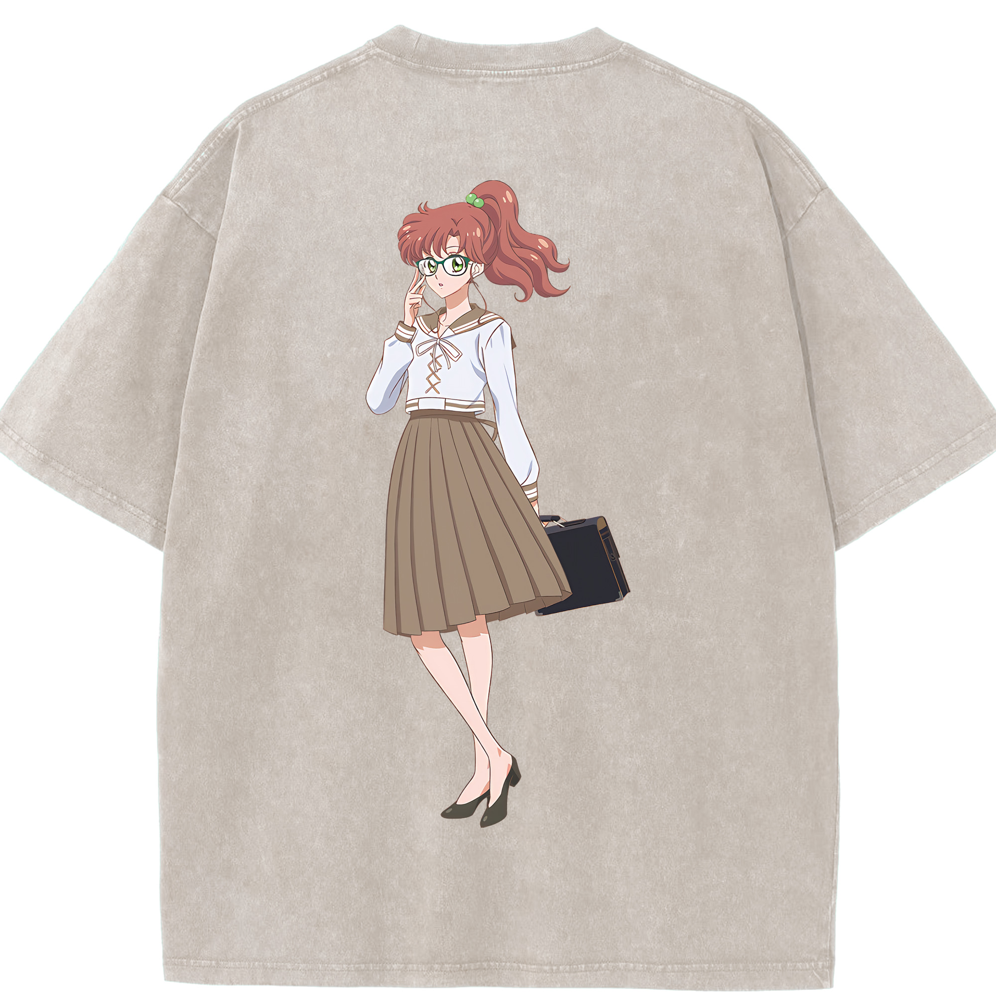 （画像用） 美少女戦士セーラームーン 木野 まこと きの まこと Sailor Moon Kino Makoto （セーラージュピター；Sailor Jupiter） 綿100% ヴィンテージ風 半袖Tシャツ（背面プリント）