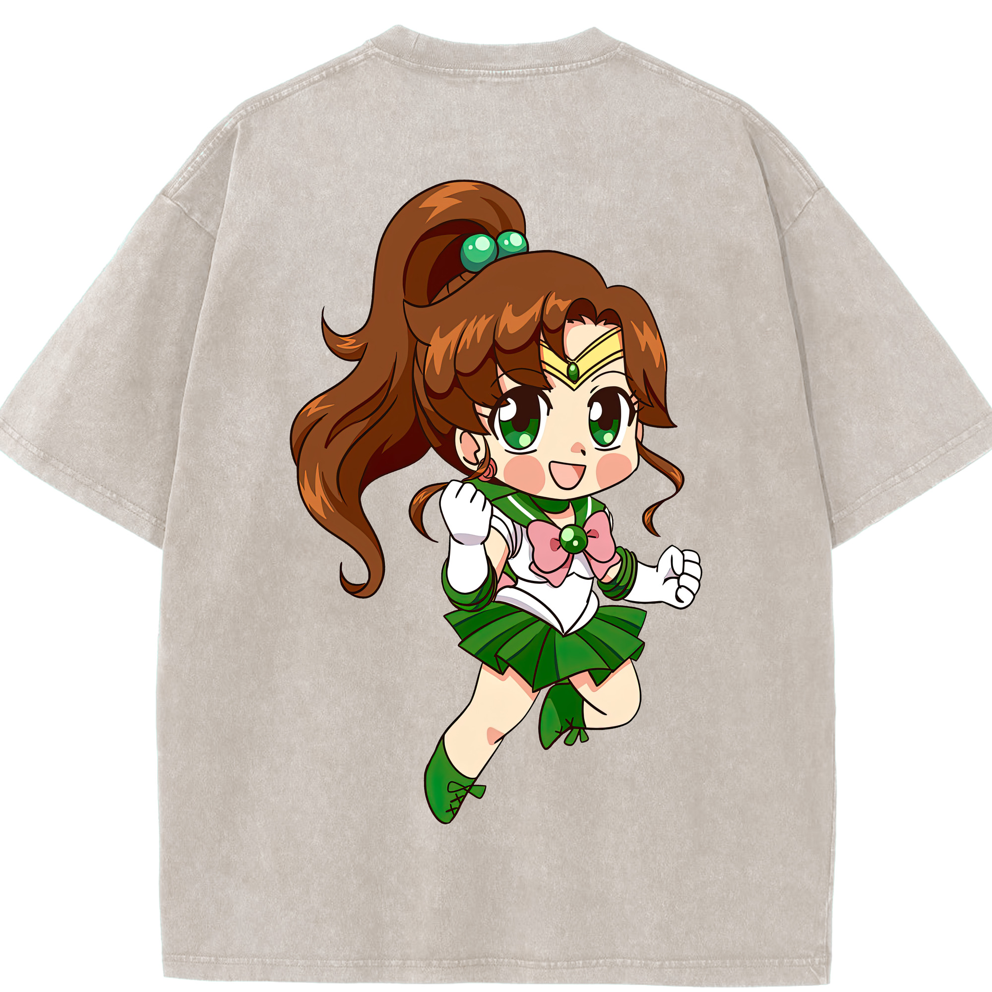（画像用） 美少女戦士セーラームーン 木野 まこと きの まこと Sailor Moon Kino Makoto （セーラージュピター；Sailor Jupiter） 綿100% ヴィンテージ風 半袖Tシャツ（背面プリント）